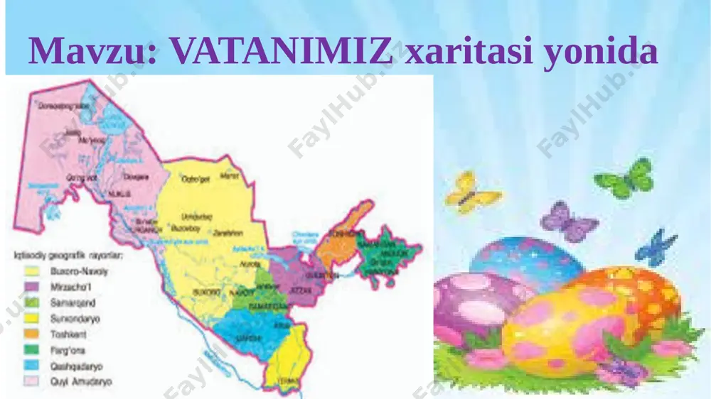 sli tabiatidagi o’zgarishlar 2-guruh:harakatlar strategiyasi 3-guruh:2021-yil haqida 4-guruh:muhim sanalarni ingliz va rus tilida aytishadi ”everestga chiqish”,bunda eng baland tog’lar,tog’lar nomi va uzunligi aytiladi. qush maketini yasaydi. globus maketini yasaydi quyosh metodi o‘tilgan mavzuni takrorlash (mustahkamlash): 1-guruh: qo’riqxona deb nimaga aytiladi.qo’riqxonalar haqida ma’lumot 2-guruh: o’zbekiston hududida nechta qo’riqxona bor va ularning nomi 3-guruh: noyob o’simliklar va ularning qizil kitobga kiritilganligi 4-guruh: qizil kitobga kiritilgan hayvonlar o‘tilgan mavzu yuzasidan uyga berilgan vazifaning bajarilganligi kuzatib, o‘rganib chiqiladi. savol-javoblar asosida o‘tgan mavzu yuzasidan o‘quvchilarning bilimlari aniqlanadi. topshiriqlar matni beriladi. o‘quvchilar topshiriq javoblarini ish daftarlariga yozadilar. javoblarni tekshirish uchun ekranda namoyish etiladi. har bir o‘quvchi javoblarini tekshirib baholaydi, o‘qituvchi tomonidan nazorat qilinadi. 1.qo‘riqxona haqida bilganlaringizni yozing; qo‘riqxonada parvarish qilinadigan o‘simliklar; qo‘riqxonada parvarish qilinadigan hayvonlar; 4.”o‘zbekiston respublikasi qizil kitobi” ga kiritilgan hayvonlar; qo‘riqxonada parvarish qilinadigan mevali daraxtlar. iii. yangi mavzuni tushuntirish: prezidentimiz shavkat mirziyoyev turizm sohasiga katta e’tibor beryaptilar.biz bejizga guruhlarimizni ko’hna shaharlarimiz nomiga atamadik. mavzu …