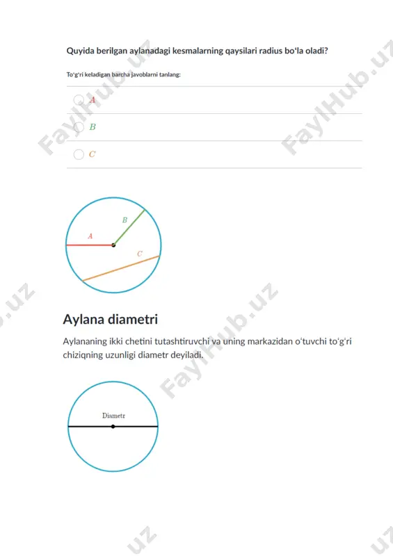 aylana,radius,diametriya - Page 2