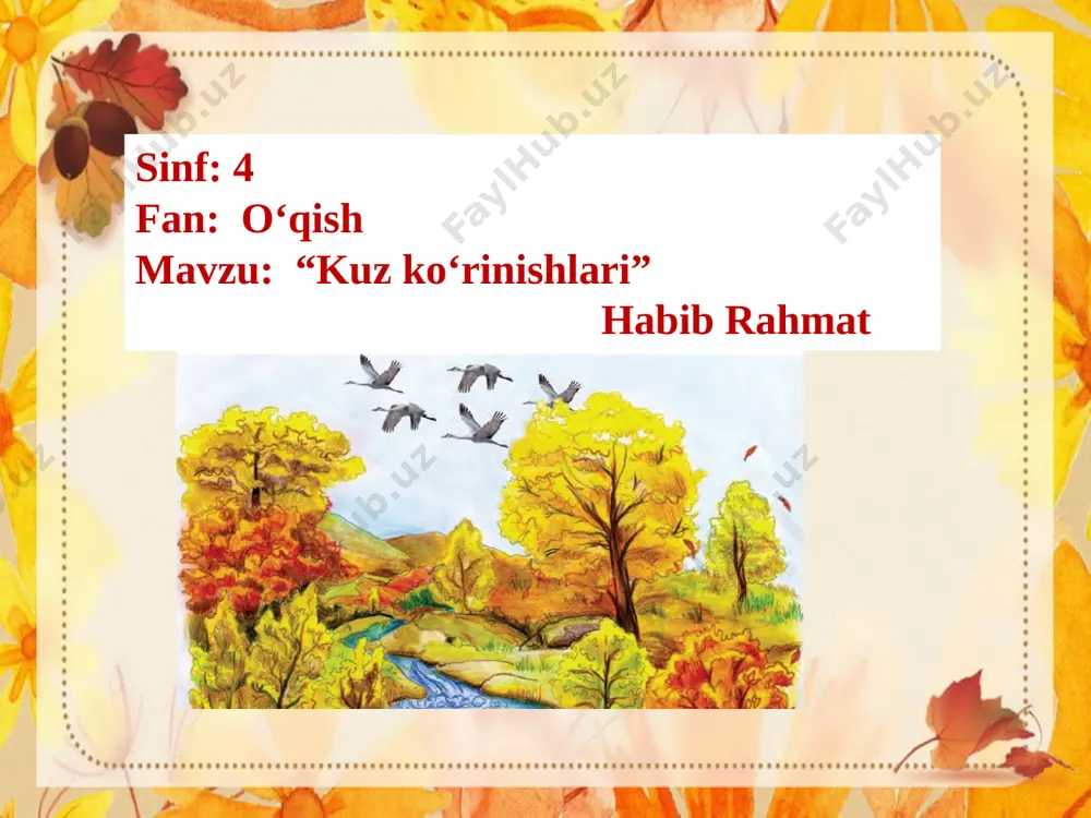 may qish yo‘rg‘alar oq ko‘rpasin ko‘tarib. lug‘at ishi: saraton – yozning eng issiq pallasi is – hid bol – asal sumbula – dorivor o‘simlik 1-topshiriq. yashiringan so‘zni toping? saratonning tafti yo‘q, _______ botar olisdan. ajib bir is taralar hov, qirdagi _______. 2- topshiriq. berilgan so‘zlarga she’r matnidan foydalanib, qofiyadosh so‘zlar toping. olisdan – tillarang – tiniqroq – to‘xtalib – qarang polizdan arg‘imchoq ko‘ tarib uy vazifa: image1.jpeg image2.jpeg image3.png image4.jpeg image5.png image6.png image7.png image8.png image9.jpeg image10.jpeg image11.jpeg image12.png image13.jpeg image14.jpeg image15.png image16.jpeg image17.jpeg image18.png