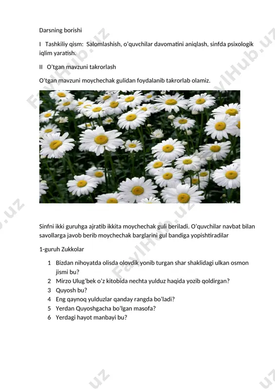 kazida harorat qancha? [image: ] iii yangi mavzu bayoni [image: ] [image: ] [image: ][image: ] [image: ][image: ] iv mustahkamlash 1 quyosh sistemasini qanday osmon jisimlari tashkil etadi? 2tabiiy yo’ldosh nima ? 3 qaysi sayyoraning nechta tabiiy yo’lashi bor? v baholash vi uyga vazifa: quyosh sistemasini daftaringizga chizing va ularning nomlarini yozing. o’qib kelish. image3.png image4.png image5.png image6.png image7.png image8.png image9.png image1.jpeg image2.png