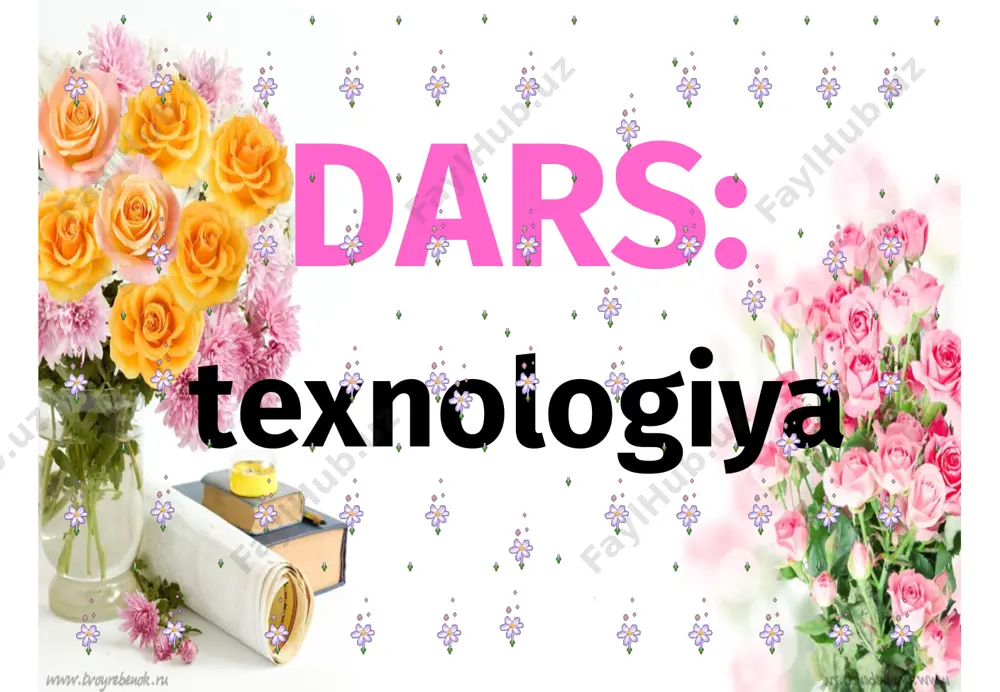 aftari bilan ishlash daftar bilan ishlash 10 daqiqa 5 darsni yakunlash va o’quvchilarni rag’batlantirish uyga vazifani tushuntirish rag’batlantirish. 2 daqiqa darsning texnologik xaritasi i.tashkiliy qism: salomlashish, yo’qlama qilish, o’quvchilarni darsga tayyorgarliklarini tekshirish. geometrik shakllardan robot yasash kerakli anjomlar: 01 rangli qog‘oz 03 qaychi 04 yelim 02 qalin ip 05 chizg‘ich quyidagi shakllarni qirqib chiqing 1 ta o‘rtacha to‘rtburchak (boshi) 1 ta katta to‘rtburchak (tanasi) 1 ta kichik to‘rtburchak (bo‘yni) 4 ta to‘rtburchak (qo‘l va oyoqlari) 2 ta kichik to‘rtburchak (oyoq tovonlari) robotingizni bezating ko‘zlar, og‘iz, tugmachalar, o‘lchagichlar, boltlar va hokazo. iv.darsni mustahkamlash. v. darsni yakunlash. o’quvchilar bilimini baholash. e`tiboringiz uchun raxmat image5.png image6.jpeg image7.jpeg image8.gif image9.jpeg image1.png image2.png image10.jpeg image11.jpeg image12.jpeg image13.jpeg image14.png image15.png image16.png image17.png image18.png image19.jpeg image20.jpeg image21.jpeg image22.jpeg image23.png image3.png image24.png image4.png image25.png image26.png image27.png image28.png image29.png image30.png image31.jpeg image32.png image33.jpeg image34.jpeg image35.jpeg image36.gif image37.png