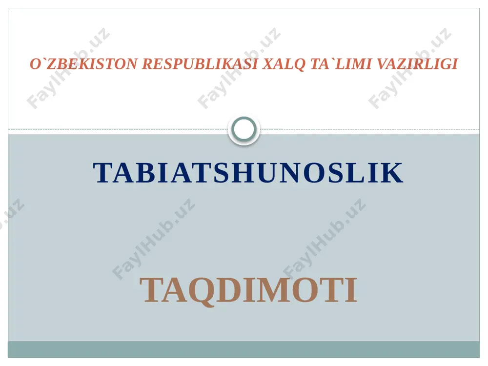 ning qulay usullarini qo‘llay olish, aniq hisob-kitoblarga asoslangan holda kundalik faoliyatda zarur bo‘lgan dastlabki rejalarni tuza olish, suvni isrof qilmaslik va tejamkorlikning ma’nosini tushunish, unga amal qilish. dars turi: yangi materialni o’rganish dars jihozi: rasmlar,bukletlar darsning borishi: i-bosqich.darsning tashkil qilish jarayoni va ajratilgan vaqti 2 minut.tashkiliy qism. navbatchi axboroti. ii-bosqich. o‘tilgan va uyga berilgan mavzuni so‘rash va takrorlash jarayoni va ajratilgan vaqti 10 minut asosiy qism.tabiatshunoslik fani asosida savol-javoblar o’tkazish. iii-bosqich.yangi mavzu mazmunini tushuntirish jarayoni va ajratilgan vaqti 13 minut. yangi mavzu bayoni. iv-bosqich.yangi mavzuni mustaxkamalsh, amaliy va mustaqil ishlar bajarish jarayoni va ajratilgan vaqti 15 minut . kartochkalar orqali savol-javob o’yini o’tkaziladi dam olish daqiqasi v-bosqich. darsga yakun yasash, baholash metodlari va ajratilgan vaqti 3 minut . uyga vazifa vi-bosqich. uyga vazifa berish va ajratilgan vaqti 2 minut. mavzuni o’qib kelish image3.jpg image4.jpeg image5.jpeg image6.jpeg image7.png image8.png image9.png image10.png image11.png image12.png image13.png image14.png image15.png image16.png image17.jpeg image18.png image19.png image20.jpeg …