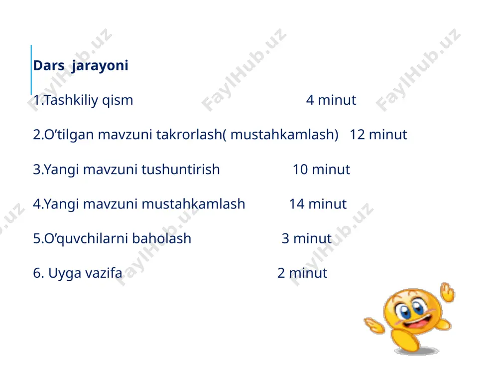 tirilgan, ushbu fan sohasi rivojlanishiga ulkan hissa qo‘shgan allomalarning ibratli hayotini bilish, urf odatlarni bilish va hurmat qilish. dars uslubi: suhbat, tushuntirish, “savol-javob” metodi, “rasmli boshqotirma” , “to‘g‘risini top”,o‘yinlari. dars jihozi: darslik, geomtrik shakllar. darsning borishi: tashkiliy qism: o’quvchilar bilan salomlashish xonani va o’quvchilarni darsga tayyorliklarini kuzatish yo’qlamani aniqlash navbatchi axboroti. siyosiy daqiqa. darsning maqsad va vazifalarini qo’yish. tayanch bilimlarning faollashtirish. uyga vazifalarini tekshirish va o’tilgan mavzuni mustahkamlash. kvadratning to`rtta uchi , to`rtta burchagi , to`rtta tomoni bor . barcha tomonlari bir-biriga teng bo`lgan to`g`ri to`rtburchak kvadrat bo`ladi . dars materiallarini tushuntirish (materiallarni tushuntirish dars prezentatsiyasi va videorolik, amaliy harakatlar, tayyor ishlar ko’rgazmasini namoyish qilish bilan birgalikda olib boriladi). nazariy qism: kvadrat haqidagi asosiy tushunchalar perimetrni hisoblash yo’llari kvadratning yon tomoni va asosini 2ga ko’paytirish orqali kvadratning perimetrini aniqlash mumkin kvadratning yuzini toppish uchun bir tomonini to’rtga ko’paytirish kerak 12 bilaman bilishni xohlayman bilib oldim b-b-b chizmasi b-b-b chizmasi – …