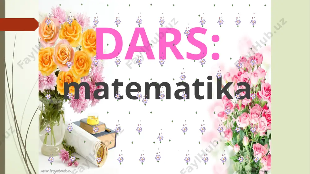 amaliy suhbat, bahs guruhlarga bo‘lib ishlash, xotira mashqi dars tipi dars jihozi: tarqatma materiallar: kompyuter, proyektor, slaydlar, ko’rgazmalar, e’tiboringiz uchun tashakkur uyga vazifa image1.jpg image2.jpeg image3.jpeg image4.gif audio1.wav image5.gif image6.png image7.gif image8.jpeg image9.jpeg image10.jpeg image11.gif image12.gif image13.emf darsning borishi: i. tashkiliy qism: - o’quvchilar bilan salomlashish; - xonani va o’quvchilarni darsga tayyorliklarini tekshirish; - navbatchi axborotini tinglash - darsda siyosiy daqiqa o’tkazish - darsda o’quvchilarni ruhiyatini ko’tarish (psixologik o’yin) ii. o’tilgan mavzuni mustahkamlash: o’quvchilar kichik guruhlarga ajratilinadi, uy vazifalari tekshirilib, o’tilgan mavzu bo’yicha savol - javob o’tka ziladi. 6. hisoblang: 4•4 + 23=16+23=39 15 : 3 + 45=5+45=50 59 – 29 + 18=30 – 18=12 2•9 + 12=18+12=30 21 : 3+13=7+13=20 35 + 35 – 70=70 – 70=0 image14.emf iii. yangi mavzu bayoni: 1. har bir doira necha qismga bo‘lingan? doiraning q anday qismi bo‘yalgan? uchdan bir qismi raqam bilan qanday yoziladi? to‘rtdan bir qismi - chi? beshdan bir qismi …