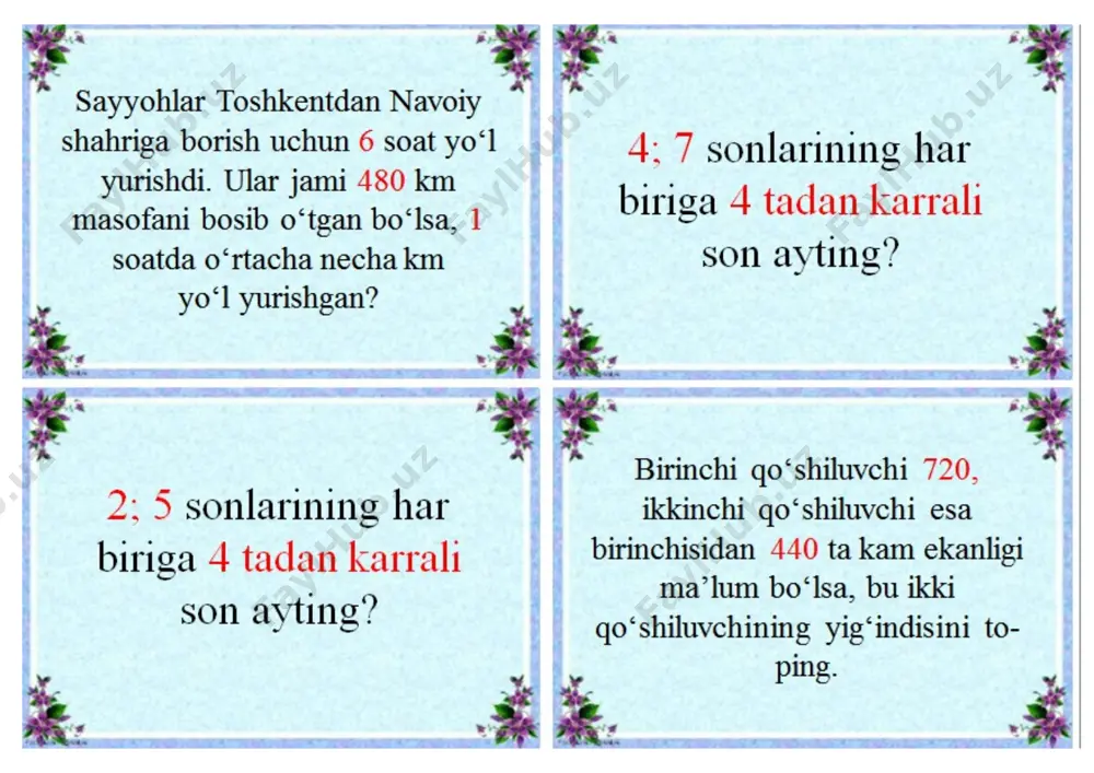 4-matematika 3-chorak tarqatma 2021 - Page 2