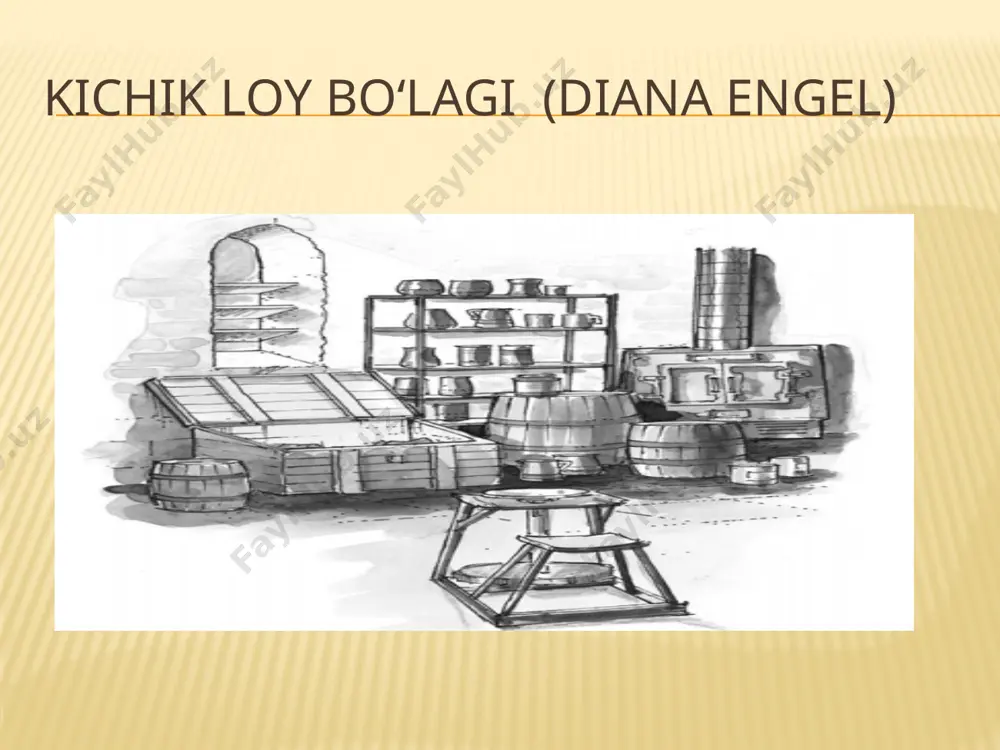 di. loy bo‘lagi xavotirga tushdi. u nafaqat yog‘och quti ichidagi namlikni sog‘inardi, balki xavf ostida qolganligini ham tushundi. “hammasi tamom, - deb o‘yladi u. – endi men bu yerda toshga o‘xshab qotib ketgunumcha qurib, qolib ketaman”. u ochiq deraza yonida turar, qimirlashga ham madori yo‘q edi va uni namlik tark etayotganini his qilar edi. avval quyosh nuri qizdirardi, keyin tungi shamol esardi, natijada loy bo‘lagi toshday qattiq bo‘lib qoldi. u shunchalik qattiqlashdi-ki, hatto o‘ylashga ham qiynalar edi. u faqat umidi qolmaganligini bilar edi. lekin loy bo‘lagi uning qaysidir ichki qismida saqlanib qolgan kichik suv tomchisini chiqarib yuborgisi kelmas edi. “yomg‘ir”, - deb o‘yladi u. “suv”, - deb xo‘rsindi. u nihoyatda umidsiz quruq tanasidan “iltimos”, – degan so‘zni zo‘rg‘a ayta oldi. yaqindan suzib o‘tayotgan bulut kichik bir loy bo‘lagiga achindi va ajoyib hodisa ro‘y berdi. ochiq derazadan yomg‘irning yirik tomchilari unga tusha boshladi. butun tun davomida yomg‘ir yog‘di va ertalab loy …