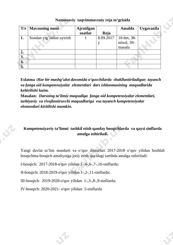 27-29-mashqlar 1 29-mashq 12 gapda so‘zlarning bog‘lanishi. 30-32-mashqlar 1 32-mashq 13 2-nazorat ishi . 33-mashq asosida insho 1 takrorlash 14 nazorat tahlili 1 takrorlash 15 iii bo‘lim. uyushiq bo‘lakli gaplar. 34-37-mashqlar 1 37-mashq 16 gapda ega va kesimning uyushib kelishi. 38-40-mashqlar 1 40-mashq 17 gapda ega va kesimning uyushib kelishi. 41-44-mashqlar 1 44-mashq 18 gapda ikkinchi darajali bo‘laklarning uyushib kelishi. 45-47-mashqlar 1 47-mashq 19 uyushiq bo‘lakli gaplar. 48-50-mashqlar 1 50-mashq 20 uyushiq bo‘lakli gaplar. 51-53-mashqlar 1 53-mashq 21 uyushiq bo‘laklarning o’zaro bog‘lanishi 54-56-mashqlar 1 56-mashq 22 uyushiq bo‘laklarning o’zaro bog‘lanishi 57-59-mashqlar 1 59-mashq 23 uyushiq bo‘laklarning o’zaro bog‘lanishi 60-62-mashqlar 1 62-mashq 24 uyushiq bo‘laklar mavzusi yuzasidan takrorlash 63-65-mashqlar 1 65-mashq 25 3-nazorat ishi bayon “ 1 takrorlash 26 nazorat ishi tahlili 1 takrorlash 27 iv bo‘lim. undalma 66-68-mashqlar 1 68-mashq 28 undalmaligaplarda tinish belgilarining ishlatilishi. 69-71-mashqlar 1 71-mashq 29 undalmali gaplar. 72-75-mashqlar 1 75-mashq 30 undalmali gaplar. 76-78-mashqlar 1 78-mashq …