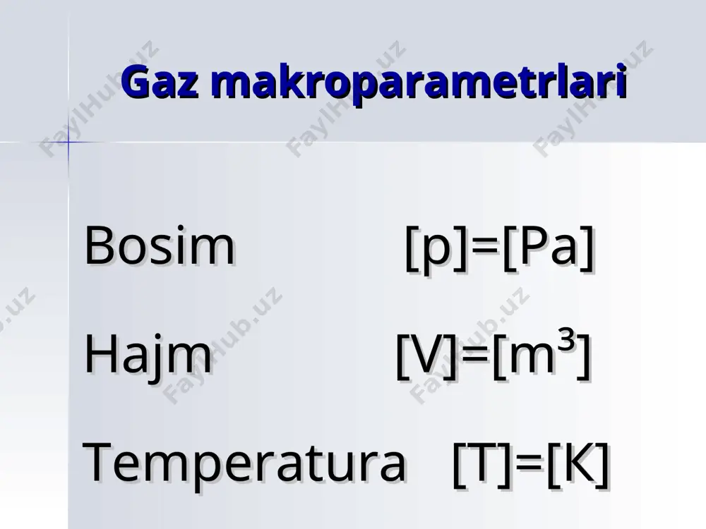 izobarik siqilish 6) izoxorik sovish 4 2 6 5 1 3 bu qanday jarayon? to’g’iri javobni tanlang 1) p=const v t 2) t=const p v 3) v=const t p 4) p=const t v 5) t=const p v 6) v=const p t 1 2 3 4 5 6 to’g’iri javobni tanlang 1) p=const v t 2) t=const p v 3) v=const t p 4) p=const t v 5) t=const p v 6) v=const p t 1 2 3 4 5 6 to’g’iri javobni tanlang 1) p=const v t 2) t=const p v 3) v=const t p 4) p=const t v 5) t=const p v 6) v=const p t 1 2 3 4 5 6 grafik tahlili rasmda ideal gazning holat o’zgarishi v, t koordinata o’qlari orqali tasvirlangan. shu jarayon grafigini (p, v) va (p, t) koordinata o’qlari orqali tasvirlang grafik tahlili 1-2 izobara v t 2-3-izoterma v p 3-1-izoxora t p …