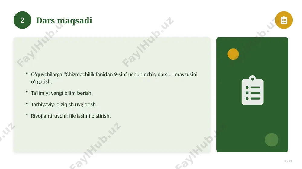 rivoji 16 / 20 mavzu vaqt o'tishi bilan rivojlangan. asosiy bosqichlar kuzatiladi. muhim o'zgarishlar yuz bergan. hozirgi holatga ta'sir ko'rsatgan. 16 17 zamonaviy holati 17 / 20 bugungi kundagi ahvol. yangi yondashuvlar paydo bo'lmoqda. dolzarb tendensiyalar. amaliy qo'llanilishi kengaymoqda. 17 18 qiyosiy tahlil 18 / 20 o'xshash hodisalar bilan solishtirish. umumiy jihatlar aniqlanadi. farqli tomonlar ko'rsatiladi. xulosalar chiqariladi. 18 19 xulosa 19 / 20 chizmachilik fanidan 9-sinf uchun ochiq dars… bo'yicha asosiy jihatlar yoritildi. mavzu nazariy va amaliy ahamiyatga ega. olingan bilim amaliyotda qo'llaniladi. doimiy o'rganish tavsiya etiladi. 19 20 foydalanilgan adabiyotlar 20 / 20 tegishli darslik va o'quv qo'llanmalari. ilmiy maqola va manbalar. internet va elektron resurslar. manba: soff.uz · 2026. 20 image-1-1.png image-1-2.png image-1-3.png image-1-4.png image-2-1.png image-2-2.png image-3-1.png image-3-2.png image-4-1.png image-4-2.png image-5-1.png image-5-2.png image-6-1.png image-7-1.png image-7-2.png image-8-1.png image-8-2.png image-9-1.png image-9-2.png image-10-1.png image-10-2.png image-11-1.png image-11-2.png image-12-1.png image-12-2.png image-13-1.png image-13-2.png image-14-1.png image-14-2.png image-15-1.png image-15-2.png image-16-1.png image-16-2.png image-17-1.png image-17-2.png image-18-1.png image-18-2.png …
