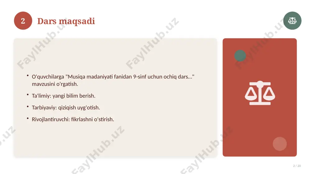 15 16 tarixiy rivoji 16 / 20 mavzu vaqt o'tishi bilan rivojlangan. asosiy bosqichlar kuzatiladi. muhim o'zgarishlar yuz bergan. hozirgi holatga ta'sir ko'rsatgan. 16 17 zamonaviy holati 17 / 20 bugungi kundagi ahvol. yangi yondashuvlar paydo bo'lmoqda. dolzarb tendensiyalar. amaliy qo'llanilishi kengaymoqda. 17 18 qiyosiy tahlil 18 / 20 o'xshash hodisalar bilan solishtirish. umumiy jihatlar aniqlanadi. farqli tomonlar ko'rsatiladi. xulosalar chiqariladi. 18 19 xulosa 19 / 20 musiqa madaniyati fanidan 9-sinf uchun ochiq dars… bo'yicha asosiy jihatlar yoritildi. mavzu nazariy va amaliy ahamiyatga ega. olingan bilim amaliyotda qo'llaniladi. doimiy o'rganish tavsiya etiladi. 19 20 foydalanilgan adabiyotlar 20 / 20 tegishli darslik va o'quv qo'llanmalari. ilmiy maqola va manbalar. internet va elektron resurslar. manba: soff.uz · 2026. 20 image-1-1.png image-1-2.png image-1-3.png image-1-4.png image-2-1.png image-2-2.png image-3-1.png image-3-2.png image-4-1.png image-4-2.png image-5-1.png image-5-2.png image-6-1.png image-7-1.png image-7-2.png image-8-1.png image-8-2.png image-9-1.png image-9-2.png image-10-1.png image-10-2.png image-11-1.png image-11-2.png image-12-1.png image-12-2.png image-13-1.png image-13-2.png image-14-1.png image-14-2.png image-15-1.png image-15-2.png image-16-1.png image-16-2.png …