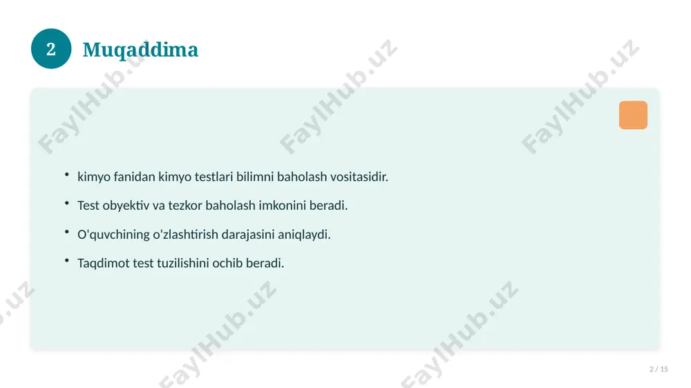 jani oshiradi. manba: soff.uz · 2026. 14 15 foydalanilgan manbalar 15 / 15 mavzu mantiqiy, izchil bayon etilishi muhim. manbalardan to'g'ri foydalaning va iqtibos keltiring. adabiyot: kimyo darsligi va test to'plamlari. manba: soff.uz · 2026. 15