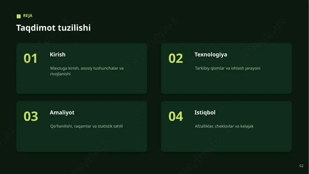 a tezroq qarorlar qabul qilish ▪ mijoz va foydalanuvchi tajribasini yaxshilash 12 04 istiqbol 13 afzalliklar asosiy afzalliklar + xavf va xatolarni kamaytirish + real vaqtda tahlil va monitoring + aniqroq va tezroq qarorlar qabul qilish + mijoz va foydalanuvchi tajribasini yaxshilash + xarajatlarni optimallashtirish + yangi xizmat va imkoniyatlar yaratish 14 xulosa asosiy xulosalar ▪ spamga qarshi kurash sohada sezilarli qiymat va samaradorlik yaratmoqda ▪ amaliy natijalar joriy etishning foydasini tasdiqlaydi ▪ mas'uliyatli va bosqichma-bosqich yondashuv muhim ▪ texnologiya tez rivojlanib, yangi imkoniyatlar ochmoqda ▪ kelajakda uning roli yanada ortib boradi 15 rahmat! e'tiboringiz uchun tashakkur. savollaringizni kutamiz. spamga qarshi kurash — amaliy joriy etish image1.jpg image2.jpg image3.jpg image4.jpg image5.jpg image6.png