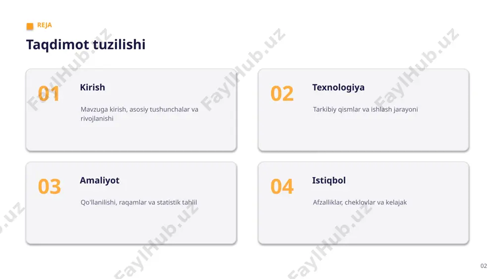 ajribasi 3d avtomatik kontent real vaqt interaksiya 100% raqamli kelajak sari 12 tahlil statistik tahlil asosiy xulosalar ▪ xarajatlarni optimallashtirish ▪ real vaqtda tahlil va monitoring ▪ mijoz va foydalanuvchi tajribasini yaxshilash 13 04 istiqbol 14 afzalliklar asosiy afzalliklar + operatsion samaradorlikni sezilarli oshirish + xarajatlarni optimallashtirish + takrorlanuvchi vazifalarni avtomatlashtirish + real vaqtda tahlil va monitoring + aniqroq va tezroq qarorlar qabul qilish + mijoz va foydalanuvchi tajribasini yaxshilash 15 cheklovlar muammo va cheklovlar 01 integratsiya va texnik murakkablik 02 sifatli va yetarli ma'lumotga ehtiyoj 03 etika va tartibga solish talablari 04 natijalarning ishonchliligi va tushunarliligi 05 yuqori boshlang'ich investitsiya 06 malakali kadrlar tanqisligi 16 xulosa asosiy xulosalar ▪ mas'uliyatli va bosqichma-bosqich yondashuv muhim ▪ metaverse va ai sohada sezilarli qiymat va samaradorlik yaratmoqda ▪ kelajakda uning roli yanada ortib boradi ▪ texnologiya tez rivojlanib, yangi imkoniyatlar ochmoqda ▪ amaliy natijalar joriy etishning foydasini tasdiqlaydi 17 rahmat! e'tiboringiz uchun …