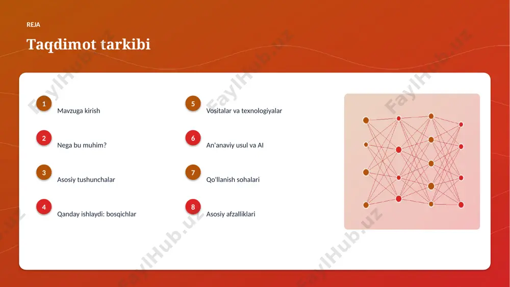 yalarning 55% joriy etishni rejalashtirgan. ▸ investitsiyalar rekord darajada ortmoqda. ▸ koʻchmas mulk sohada talab tez oʻsmoqda. ▸ ai ko'nikmalariga ehtiyoj yuqori. kelajak kelajak istiqbollari ▸ agentlik va multimodal tizimlar keng tarqaladi. ▸ modellar samaradorligi va tejamkorligi oshadi. ▸ mahalliy va shaxsiylashtirilgan yechimlar ko'payadi. ▸ inson-ai hamkorligi chuqurlashadi. ▸ regulyatsiya va standartlar shakllanadi. xulosa xulosa va tavsiyalar ▸ transformer arxitekturasi yordamida koʻchmas mulk samaradorligini oshirish — strategik ahamiyatga ega yo'nalish. ▸ ma'lumot sifati va etika muvaffaqiyat kaliti. ▸ bosqichma-bosqich joriy etish xavfni kamaytiradi. ▸ kadrlar malakasiga investitsiya zarur. ▸ doimiy monitoring va takomillashtirish talab etiladi. e'tiboringiz uchun rahmat! transformer arxitekturasi yordamida koʻchmas mulk samaradorligini oshirish savollar & muhokama image1.jpg image2.jpg image3.jpg image4.jpg image5.jpg image6.jpg image7.jpg image8.jpg image9.jpg image10.jpg image11.jpg image12.jpg image13.jpg image14.jpg image15.jpg image16.jpg image17.jpg image18.jpg image19.jpg image20.jpg image21.jpg image22.jpg image23.jpg image24.jpg image25.jpg image26.jpg