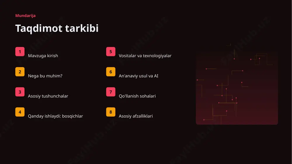 da. ▹ moda sohada talab tez oʻsmoqda. ▹ ai ko'nikmalariga ehtiyoj yuqori. kelajak kelajak istiqbollari ▹ agentlik va multimodal tizimlar keng tarqaladi. ▹ modellar samaradorligi va tejamkorligi oshadi. ▹ mahalliy va shaxsiylashtirilgan yechimlar ko'payadi. ▹ inson-ai hamkorligi chuqurlashadi. ▹ regulyatsiya va standartlar shakllanadi. xulosa xulosa va tavsiyalar ▹ moda uchun kompyuter koʻrishi: amaliy yechimlar — strategik ahamiyatga ega yo'nalish. ▹ ma'lumot sifati va etika muvaffaqiyat kaliti. ▹ bosqichma-bosqich joriy etish xavfni kamaytiradi. ▹ kadrlar malakasiga investitsiya zarur. ▹ doimiy monitoring va takomillashtirish talab etiladi. e'tiboringiz uchun rahmat! moda uchun kompyuter koʻrishi: amaliy yechimlar savollar & muhokama image1.jpg image2.jpg image3.jpg image4.jpg image5.jpg image6.jpg image7.jpg image8.jpg image9.jpg image10.jpg image11.jpg image12.jpg image13.jpg image14.jpg image15.jpg