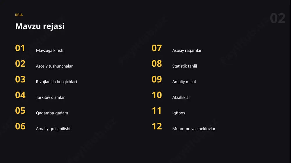 kazib, zaifliklarni aniqlaydi va xavfli natijalarni cheklovchi to'siqlar o'rnatadi. 12 afzalliklar asosiy afzalliklar ✓ natija sifatini oshiradi ✓ o'rganishni tezlashtiradi ✓ xatolarni kamaytiradi ✓ mahsuldorlikni oshiradi ✓ vaqtni sezilarli tejaydi “ sun'iy intellekt — inson imkoniyatlarini kuchaytiruvchi hamkor. 14 cheklovlar muammo va cheklovlar 01 natijani tekshirish zarurati 02 haddan tashqari ishonish xavfi 03 ma'lumot sifatiga bog'liqlik 04 cheklovlarni bilmaslik 05 maxfiylik va xavfsizlik 06 noto'g'ri yoki noaniq natijalar xulosa asosiy xulosalar ▪ amaliyot va tajriba muvaffaqiyat kalitidir ▪ natijani doimo tanqidiy baholash zarur ▪ bu ko'nikma kelajakda yanada qadrlanadi ▪ to'g'ri usullar natija sifatini oshiradi rahmat! e'tiboringiz uchun tashakkur · cheklov va to'siqlar image1.jpg image2.jpg image3.jpg image4.jpg image5.jpg image6.jpg image7.png