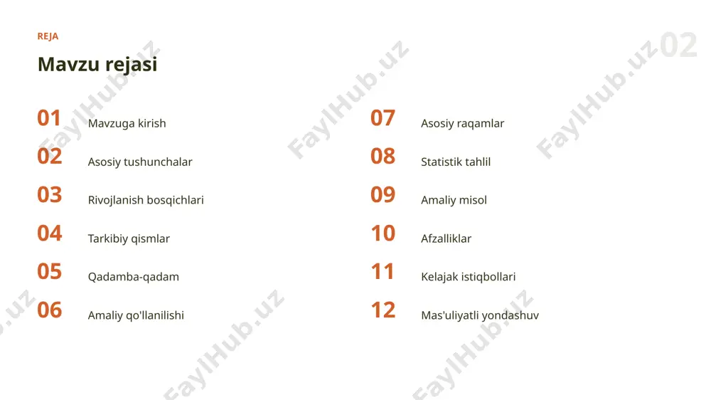 tendensiyalar agent tizimlari, multimodal modellar va qurilmada ishlovchi samarali ai sari harakatni ko'rsatmoqda. 12 afzalliklar asosiy afzalliklar ✓ xatolarni kamaytiradi ✓ natija sifatini oshiradi ✓ hammaga qulay qiladi ✓ mahsuldorlikni oshiradi ✓ o'rganishni tezlashtiradi 13 istiqbol kelajak istiqbollari ▪ kundalik ishga chuqur integratsiya ▪ shaxsiylashtirilgan yechimlar ▪ avtonom va aqlli yordamchilar ▪ mas'uliyatli va xavfsiz qo'llash ▪ hamma uchun ochiqlik 14 mas'uliyat mas'uliyatli yondashuv ✓ shaffoflik va izohlanuvchanlik ✓ maxfiylik va xavfsizlik ✓ adolat va xolislik ✓ inson nazorati ✓ natijani tekshirish “ sun'iy intellekt — inson imkoniyatlarini kuchaytiruvchi hamkor. xulosa asosiy xulosalar ▪ bu ko'nikma kelajakda yanada qadrlanadi ▪ natijani doimo tanqidiy baholash zarur ▪ generativ ai tendensiyalari zamonaviy ko'nikmalarning muhim qismidir ▪ to'g'ri usullar natija sifatini oshiradi rahmat! e'tiboringiz uchun tashakkur · generativ ai tendensiyalari — qadamba-qadam image1.jpg image2.jpg image3.jpg image4.jpg image5.jpg image6.png image7.jpg image8.jpg image9.jpg