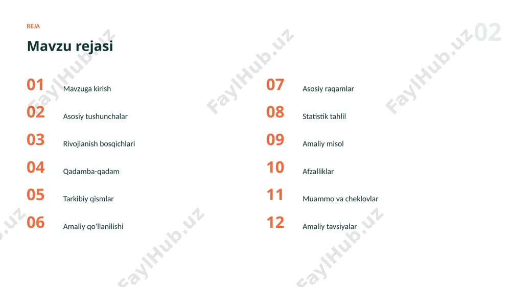 amaliy misol va tavsiya 55% tezroq kod yozish dasturchilar ai yordamchidan funksiya yozish, xatolarni izohlash va testlar yaratishda foydalanib, ishlab chiqish vaqtini sezilarli qisqartiradi. 12 afzalliklar asosiy afzalliklar ✓ mahsuldorlikni oshiradi ✓ xatolarni kamaytiradi ✓ hammaga qulay qiladi ✓ natija sifatini oshiradi ✓ vaqtni sezilarli tejaydi 13 cheklovlar muammo va cheklovlar 01 ma'lumot sifatiga bog'liqlik 02 cheklovlarni bilmaslik 03 etika va mualliflik masalalari 04 ko'nikma va tajriba talabi 05 haddan tashqari ishonish xavfi 06 noto'g'ri yoki noaniq natijalar 14 tavsiyalar amaliy tavsiyalar 01 natijani har doim tekshiring 02 maxfiylik va etikani unutmang 03 muntazam mashq qilib boring 04 bosqichma-bosqich takomillashtiring 05 misollar va kontekstdan foydalaning “ sun'iy intellekt — inson imkoniyatlarini kuchaytiruvchi hamkor. xulosa asosiy xulosalar ▪ natijani doimo tanqidiy baholash zarur ▪ bu ko'nikma kelajakda yanada qadrlanadi ▪ avtomatik testlar yozish zamonaviy ko'nikmalarning muhim qismidir ▪ to'g'ri usullar natija sifatini oshiradi rahmat! e'tiboringiz uchun tashakkur · avtomatik testlar yozish: …