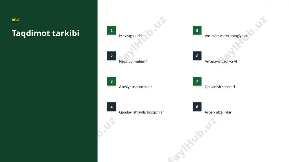 ortmoqda. ▪ nashriyot sohada talab tez oʻsmoqda. ▪ ai ko'nikmalariga ehtiyoj yuqori. kelajak kelajak istiqbollari ▪ agentlik va multimodal tizimlar keng tarqaladi. ▪ modellar samaradorligi va tejamkorligi oshadi. ▪ mahalliy va shaxsiylashtirilgan yechimlar ko'payadi. ▪ inson-ai hamkorligi chuqurlashadi. ▪ regulyatsiya va standartlar shakllanadi. xulosa xulosa va tavsiyalar ▪ chuqur oʻrganish bilan nashriyotni rivojlantirish — strategik ahamiyatga ega yo'nalish. ▪ ma'lumot sifati va etika muvaffaqiyat kaliti. ▪ bosqichma-bosqich joriy etish xavfni kamaytiradi. ▪ kadrlar malakasiga investitsiya zarur. ▪ doimiy monitoring va takomillashtirish talab etiladi. e'tiboringiz uchun rahmat! chuqur oʻrganish bilan nashriyotni rivojlantirish savollar & muhokama image1.jpg image2.jpg image3.jpg image4.jpg image5.jpg image6.jpg image7.jpg image8.jpg image9.jpg