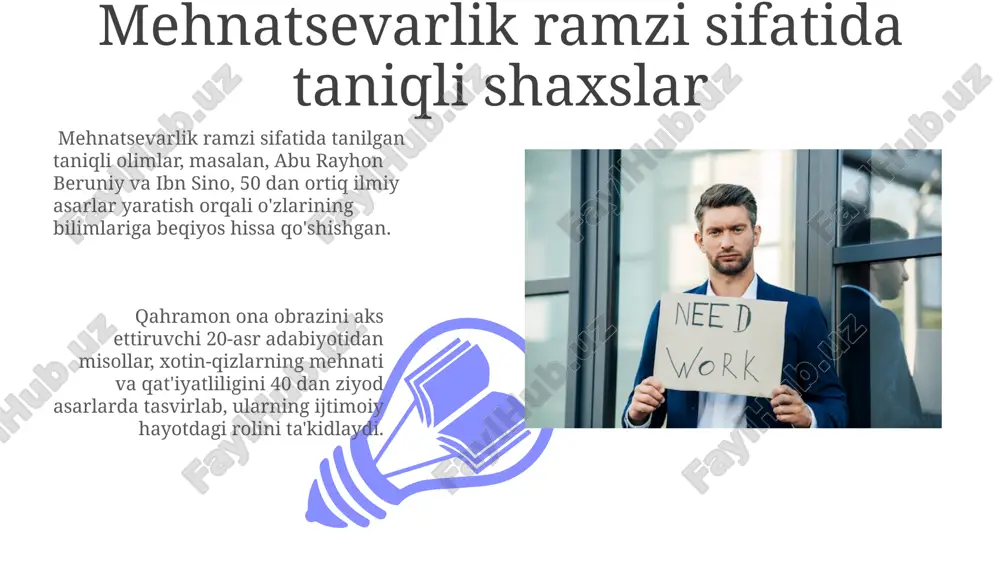 orchilik merosi ekanligini tasdiqlaydi. vatanparvarlik va fidokorlik namunasi bo'lganlar afg‘onistondagi urushdan keyin 5000 dan ortiq nogiron harbiylarga ijtimoiy qo‘llab-quvvatlash va reabilitatsiya jarayonlarida ko‘rsatilgan g‘amxo‘rlik, vatanparvarlik va insonparvarlikning yorqin namunasidir. mamlakatimiz mustaqilligi uchun 1990-yillarning boshlarida 200 dan ortiq jonini fido qilgan yurtdoshlarimizning jasorati va fidoyiligi, vatanparvarlikning yorqin namunasidir. kasb mahoratini oshirish orqali hurmat qozonganlar kasb mahoratini oshirishga 5 yildan ortiq vaqt sarflagan 100 dan ortiq mutaxassis orasida o'tkazilgan so'rovnoma shuni ko'rsatdiki, ularning 80 foizi jamoa ichida yuqori hurmatga ega ekanligini ta'kidlagan. o'z sohasida 3 dan ortiq xalqaro sertifikatlarga ega bo'lgan shifokorlarning muvaffaqiyat darajasi 20% yuqori bo'lib, bu ularning kasbiy mahoratini oshirish orqali qozongan hurmatining yorqin namunasidir. yaxshilik qilish orqali hurmat topganlar 01 02 yaxshilik qilish orqali 50 dan ortiq yetim bolalarga g'amxo'rlik qilgan va ularning ta'limiga 100 000 dollardan ziyod mablag' sarflagan xayriya tashkilotchisi dilmurod aka o'zining fidoyiligi bilan jamiyatda chuqur hurmat qozongan. sales 1st qtr 2nd qtr 100 0 sales …