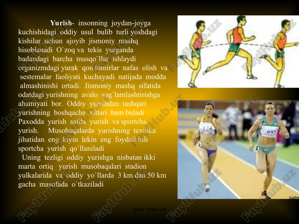 ng boshida o`qituvchi o`quvchining yangi mashqni uzlashtirishga qanchalik tayyor ekanini aniqlab olish kerak. buning uchun o`qituvchi; mashqlarni urganish jarayonida o`quvchida bo`lgan barcha xarakat tajribasini va individual xususiyatlarini shisobga oladi; o`quvchining xatti-xarakatlarini kuzatib, u bilan suhbatlashib, uning ayni vaqtdagi sholati va kayfiyatini basholab boradi; o`quvchi funktsional sistemalarining imkoniyati to`g`risida tasavvur olish uchun meditsina kuzatishlari ma`lumotlarini o`rganadi; o`quvchining tayyorgarligini ko`rsatadigan jishatlardan (xarakatchanlik, jismoniy yoki boshqa jishatlardan) birin basholash uchun kontrol topshiriqlar tanlaydi yoki mashqlarga o`xshash oldingi tanish mashqlarni takrorlash uchun topshiriq beradi. 2. o`qituvchi o`quvchi haqidagi ma`lumotlar va yangi mashq-texnikasiga oid bilimlarga asoslanib plan tuzadi, o`rgatish metodi va usullarini tanlaydi. 3. o`qituvchi o`quvchini yangi xarakat bilan tanishtiradi. o`qituvchi bilan o`quvchining xarakat ko`nikmasini shakllantirish maqsadidagi bevosita aloqasi ana shundan boshlanadi.