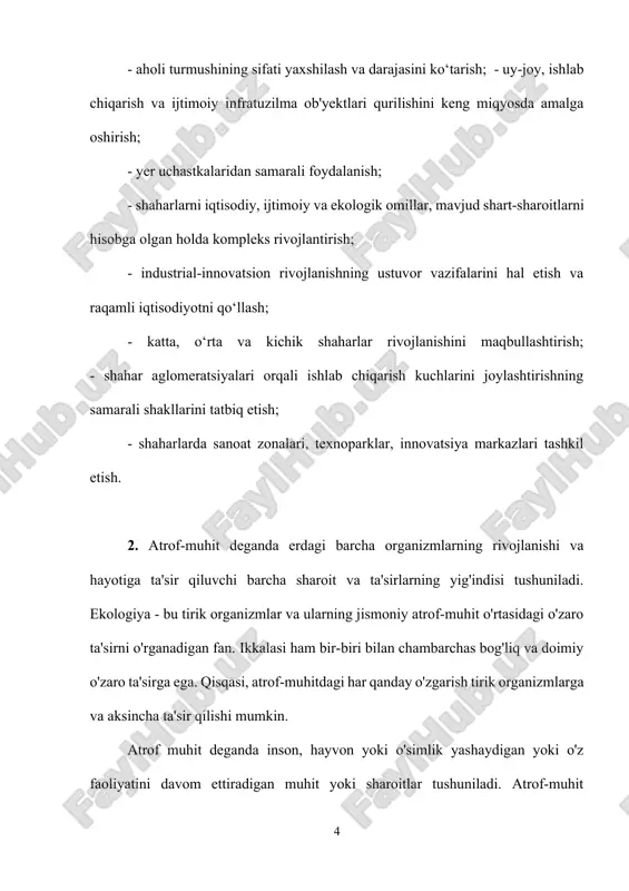 iya biologik xilma-xillikning har qanday shaklini nazarda tutganligi sababli, oziq-ovqat mahsulotlarini qayta ishlashda kichik bakteriyalarning rolidan kelib chiqqan holda tropik yomg'ir o'rmonlari atmosferasi bu ta'sirlardan boshlab har bir mavzuni qamrab oladi. ekologiya fani tabiiy fanlardan xix asr oxirlarida paydo bo'lgan. atrof- muhit psixologiyasi (ekologik psixologiya) — inson va atrof-muhit oʻrtasidagi oʻzaro taʼsirning psixologik jihatlarini, moddiy voqelik omillarining insonga taʼsirini oʻrganadigan fan. "atrof- muhit „ tushunchasi keng maʼnoda talqin etiladi va u ham tabiiy ob’ektlarni, ham moddiy timsolga ega boʻlgan ijtimoiy shakllanishlarni, insonning oʻzi tomonidan yaratilgan moddiy tuzilmalarni, axborot ob’ektlarini va boshqalarni oʻz ichiga oladi. shaxs va atrof-muhit oʻrtasidagi oʻzaro taʼsir modellarini ochib berish orqali atrof-muhitni shunday loyihalash va oʻzgartirish mumkin boʻladiki, u shaxsning ijtimoiy jihatdan maqbul xatti -harakatlarini ragʻbatlantiradi yoki uning xatti-harakatlarining eng mumkin boʻlgan modellarini bashorat qilishga imkon beradi[1]. atrof-muhit psixologiyasining fanlararo tabiati shahar atrof-muhitining (umumiy hududlar) davlat mulki resurslarini boshqarish, murakkab ekologik sharoitlarni tahlil qilish, atrof-muhitning mahsuldorlikka stressli …