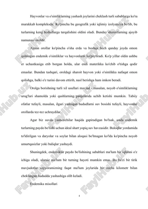 ismida topish mumkin emas. ushbu maqolada biz uning xususiyatlari va afzalliklari nimada ekanligini aytib beramiz. endemik turlarni bilish "endemizm " atamasi hayvonlar va o'simliklar uchun tarqalishi kamaygan turlarni aniqlash uchun ishlatiladi ma'lum bir joyga, masalan, orolga yoki cho'lga. endemik turlar haqida gapirganda, bu tabiiy ravishda faqat o'sha mintaqada, mamlakatda yoki ekotizimda uchraydigan turlarga tegishlidir. endemizm biz bilgan barcha tabiiy makonlarda bo'lishi mumkin, tog 'cho'qqisi, orol, mamlakat, o'rmon, ko'l yoki cho'l. kontseptsiya turlarga taalluqlidir, lekin ularni hayvonlar yoki o'simliklarning kichik turlari, avlodlari yoki oilalari uchun ham ishlatish mumkin. orollar, izolyatsiya qilinganligi sababli, endemik turlar uchun "mukammal" joy. masalan, avstraliya millionlab yillar davomida sayyoramizning qolgan qismi bilan aloqa qilmagan, shuning uchun u eksklyuziv va har xil flora va faunaga ega. boshqa ramziy misollar - galapagos orollari, gavayi arxipelagi va kanar orollari, vulqon kelib chiqishi va hech qachon hech qanday qit'a bilan aloqa qilmagan. u erda biz boshqa joyda yashamaydigan turlarni topa olamiz, …