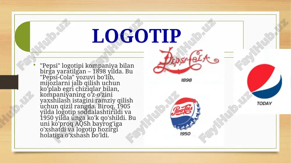 ta'mini targ'ib qilish uchun foydalangan. pepsi 2001 world challenge esa nisbatan qisqa vaqt ichida butun dunyo bo'ylab sport muxlislarini jalb qilishga yordam berdi. yuqoridagi skrinshot pepsi-ning so'nggi chaqiruvidir. ijtimoiy tarmoqlar pepsi kompaniyasiga o'z mahsulotlarini innovatsion g'oyalar orqali targ'ib qilishni sezilarli darajada osonlashtirdi. pepsi har safar yangi mahsulot chiqarsa, ijtimoiy tarmoqlarda o‘z mahsulotlarini reklama qilish uchun tanlovlar o‘tkazadi. ko'p qirrali portfel agar pepsi bosh kompaniyasining saytiga qarasangiz, pepsico mahsulot portfeli u nafaqat ichimliklarda ko'p qirrali, balki siz gazaklar va oziqlantiruvchi mahsulotlar qatorlarini ham topasiz. u maqsadli bozoriga xilma-xillikni taklif qilish uchun doritos, aquafina va mountain dewdan quaker jo'xorigacha bo'lgan keng brendlarga ega. u pepsi kompaniyasining bozordagi ulushini sezilarli darajada oshirdi va unga raqobatchilardan katta ustunlik berdi. qanday? keling, uning ba'zi birlashuvlarini ko'rib chiqaylik. pepsi-ning frito-lay bilan birlashishi pepsi-ga gazak bozoriga kirish imkonini berdi va bu uni dunyodagi eng yirik gazaklar ishlab chiqaruvchi kompaniyalardan biriga aylantirdi. uning gatorade-ni sotib olish qarori unga …