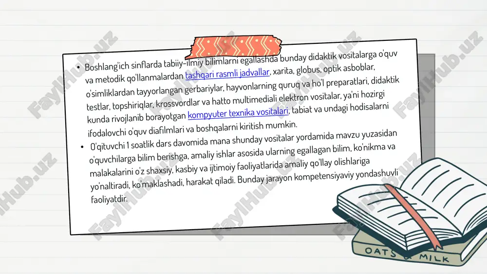 da tabiatshunoslikka oid diktantlar, matnlar yozish(shu sinfga tegishli orfagrammalarni takrorlagan holda); uyga vazifa tabiatshunoslik asosida matematik masalalarni hal qilish,yechish. e’tiboringiz uchun rahmat image1.jpeg image2.png image3.png image4.png image5.png image6.png image7.png image8.png image9.png image10.png image11.png image12.png image13.png image14.png image15.png image16.png