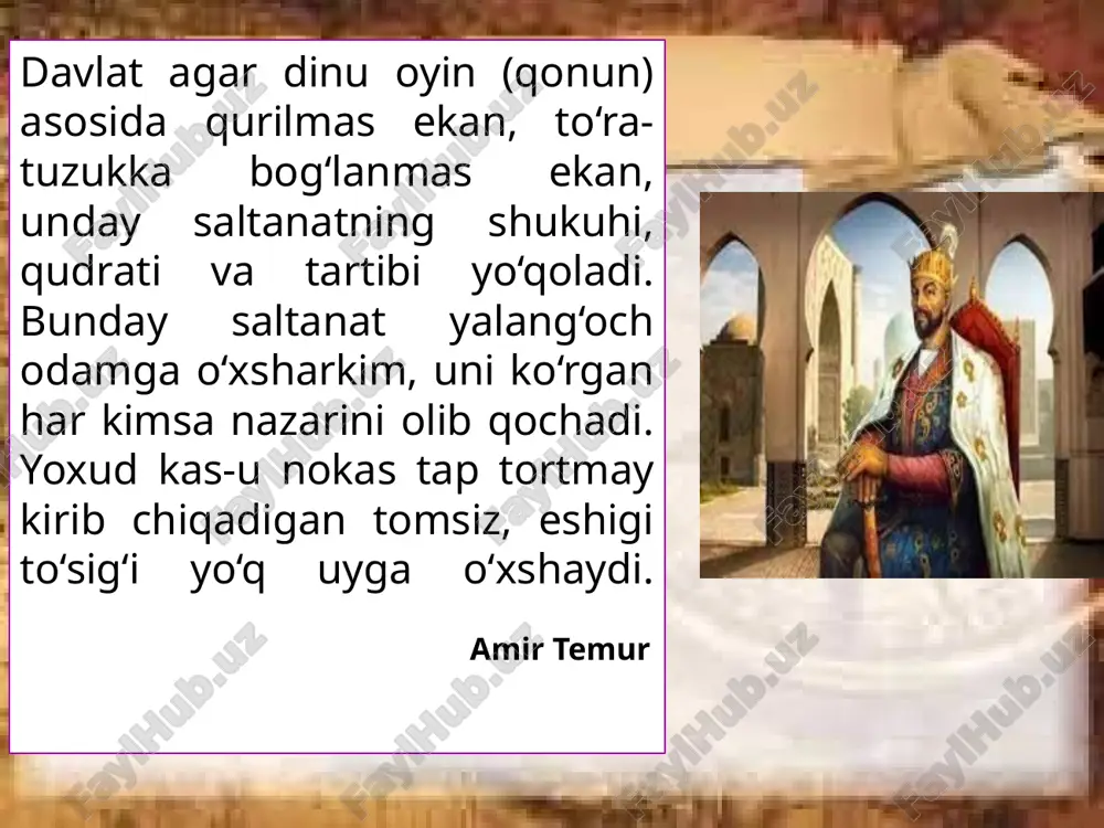 tirish bo‘yicha umumxalq referendumini — 30 aprel, yakshanba kuni o‘tkazishni ma'qulladi. tegishli qarorni 134 nafar deputat qo‘llab-quvvatladi, 2 nafari betaraf qoldi, 1 nafari esa ovoz bermadi. avvalgi referendum bundan 21 yil avval bo‘lib o‘tgandi. 30 aprel kuni o‘zbekiston konstitusiyasiga o‘zgartirishlar kiritish bo‘yicha referendumda ovoz berish jarayonlari o‘tkazildi. “referendumning yakuniy xulosalariga ko‘ra, unda ovoz beruvchilarning ishtiroki 84,51 foizni tashkil etdi, 16 million 667 ming 097 kishi ovoz berdi”, — dedi markaziy saylov komissiyasi raisi zayniddin nizamxodjaev. ta'kidlanishicha, referendumda 16 667 097 nafar (84,51%) ovoz beruvchi qatnashdi. jumladan, 611 320 kishi muddatidan oldin ovoz bergan. ularning 15 034 608 nafari (90,21%) qonunni ma'qulladi. ovoz beruvchilarning 1 558 817 nafari (9,35%) yangi tahrirdagi konstitusiyani ma'qullamadi. 73 672 ta byulleten yaroqsiz deb topilgan. konstitutsiya yangi tahriri 128 ta moddadan155 ta moddaga, mavjud 275 ta norma 434 taga oshirildi. konstitutsiyamizning yangi tahriri 2023 yil 1-maydan kuchga kirdi. e’tiboringiz uchun rahmat!!! image2.jpeg image3.gif image4.png image5.jpeg image6.png …