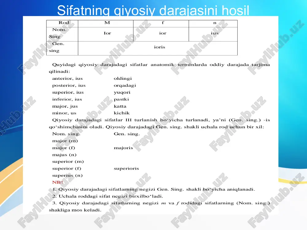 lotin tilidan sifat darajalari pptx - Page 3