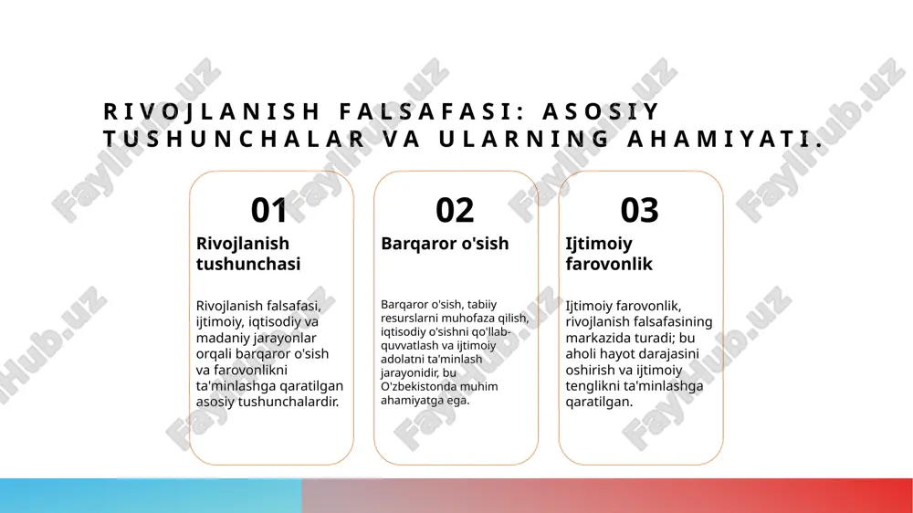iy qadriyatlar zamonaviy o'zgarishlar muvozanatni saqlash o'zbekistonda an'anaviy qadriyatlar, o'ziga xos madaniyat va urf-odatlarni saqlab qolish, xalqqa kuchli identitet yaratishda muhim rol o'ynaydi. zamonaviylik, iqtisodiy va ijtimoiy rivojlanish jarayonlarida yangi texnologiyalar va g'oyalarni o'z ichiga olib, an'analarni yangilash zaruratini keltirib chiqaradi. an'analar va zamonaviylik o'rtasidagi muvozanat, o'zbekistonning yanada barqaror rivojlanishi uchun muhimdir, bu ijtimoiy barqarorlikni ta'minlaydi. iqtisodiy o'zgarishlar: o'zbekistonning rivojlanish yo'llari va yangi imkoniyatlar. 1 iqtisodiy o'zgarishlar o'zbekistondagi iqtisodiy o'zgarishlar, bozor iqtisodiyotiga o'tish jarayonida amalga oshirilayotgan islohotlar bilan bog'liq. bu o'zgarishlar iqtisodiy samaradorlikni oshirishga qaratilgan. 2 rivojlanish yo'llari o'zbekistonning rivojlanish yo'llari, qishloq xo'jaligi, sanoat va xizmatlar sohalarida diversifikatsiya va innovatsiyalarni joriy etishni o'z ichiga oladi. bu, iqtisodiy o'sishni ta'minlaydi. 3 yangi imkoniyatlar investitsiyalar va xalqaro hamkorlik orqali o'zbekistonda yangi imkoniyatlar yaratilmoqda. turizm va it sohalarida o'sish, mamlakat iqtisodiyotini mustahkamlashga yordam beradi. o'zbek madaniyatining global kontekstdagi roli: ijtimoiy va iqtisodiy integratsiya. 1 o'zbek madaniyati o'zbek madaniyati, tarixiy an'analari va zamonaviylikni birlashtirgan …