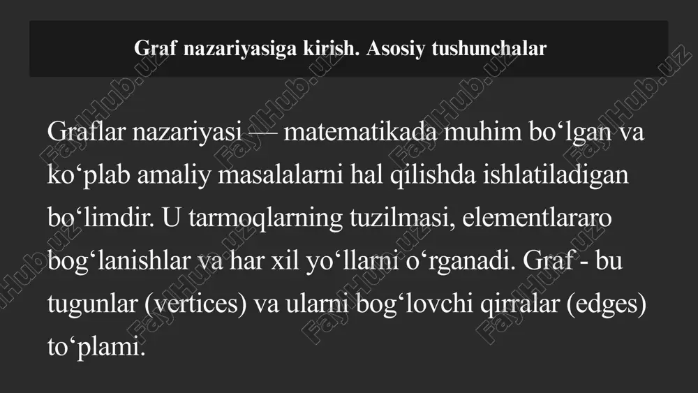 graflar nazariyasi va sohada qo’llanilishi fanidan - Page 3