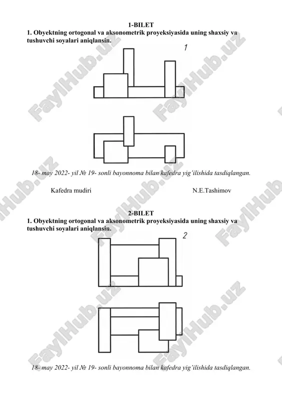 y va tushuvchi soyalari aniqlansin. 18- may 2022- yil № 19- sonli bayonnoma bilan kafedra yig’ilishida tasdiqlangan. kafedra mudiri n.e.tashimov 12-bilet 1. obyektning ortogonal va aksonometrik proyeksiyasida uning shaxsiy va tushuvchi soyalari aniqlansin. 18- may 2022- yil № 19- sonli bayonnoma bilan kafedra yig’ilishida tasdiqlangan. kafedra mudiri n.e.tashimov 13-bilet 1. obyektning ortogonal va aksonometrik proyeksiyasida uning shaxsiy va tushuvchi soyalari aniqlansin. 18- may 2022- yil № 19- sonli bayonnoma bilan kafedra yig’ilishida tasdiqlangan. kafedra mudiri n.e.tashimov 14-bilet 1. obyektning ortogonal va aksonometrik proyeksiyasida uning shaxsiy va tushuvchi soyalari aniqlansin. 18- may 2022- yil № 19- sonli bayonnoma bilan kafedra yig’ilishida tasdiqlangan. kafedra mudiri n.e.tashimov 15-bilet 1. obyektning ortogonal va aksonometrik proyeksiyasida uning shaxsiy va tushuvchi soyalari aniqlansin. 18- may 2022- yil № 19- sonli bayonnoma bilan kafedra yig’ilishida tasdiqlangan. kafedra mudiri n.e.tashimov 16-bilet 1. obyektning ortogonal va aksonometrik proyeksiyasida uning shaxsiy va tushuvchi soyalari aniqlansin. 18- may 2022- yil № …