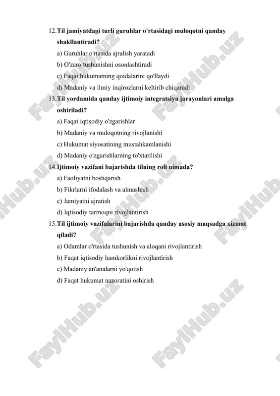 tilning ijtimoiy vazifasi mavzusida testlar - Page 3