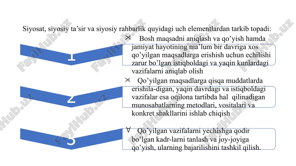 yaviy resurslarni qayta taqsimlash amaliyotini tubdan o’zgartirish katta ahamiyatga ega. byudjet vositasida, shuningdek, yuqori tashkilotlar orqali amalga oshiriladigan «vertikal» uslubga qarama-qarshi moliyaviy resurslarni moliya bozori orqali «gorizontal» qayta taqsimlash ham borgan sari yanada keng rivoj topadi. mablag’larning o’tkazib turilishi esa moliyaviy resurslardan talab va taklifdan kelib chiqqan holda foydalanishni nazarda tutadi. moliyaviy siyosat real moliyaviy imkoniyatlarni hisobga olgan holda ishlab chiqilishi va amaliyotga tatbiq etilishi zarur. xarajatlar miqdori moliya resurslari ko’paygani-dagina o’sishi mumkin. bu, eng avvalo, ishlab chiqarishni moliyalashtirishni bildiradi. iqtisodiy va moliyaviy siyosatning hamma tadbirlari, bir tomondan, aholiga o’z daromadlarini oshirish imkoniyatini berish, ikkinchi tomondan esa, tadbirkorlik faoliyatini rivojlantirpsh uchun maqbul sharoitlarni yaratishga qaratilishi kerak. xullas, mamlakatimizda 2016 yili yangi iqtisodiy sharoit talablaridan kelib chiqqan holda moliyaviy siyosatni takomillashtirish jarayoni boshlandi va u izchillik bilan davom ettirilmoqda. e’tiboringiz uchun rahmat savollarga hojat yoq image1.png image2.png image3.png image4.png /docprops/thumbnail.jpeg