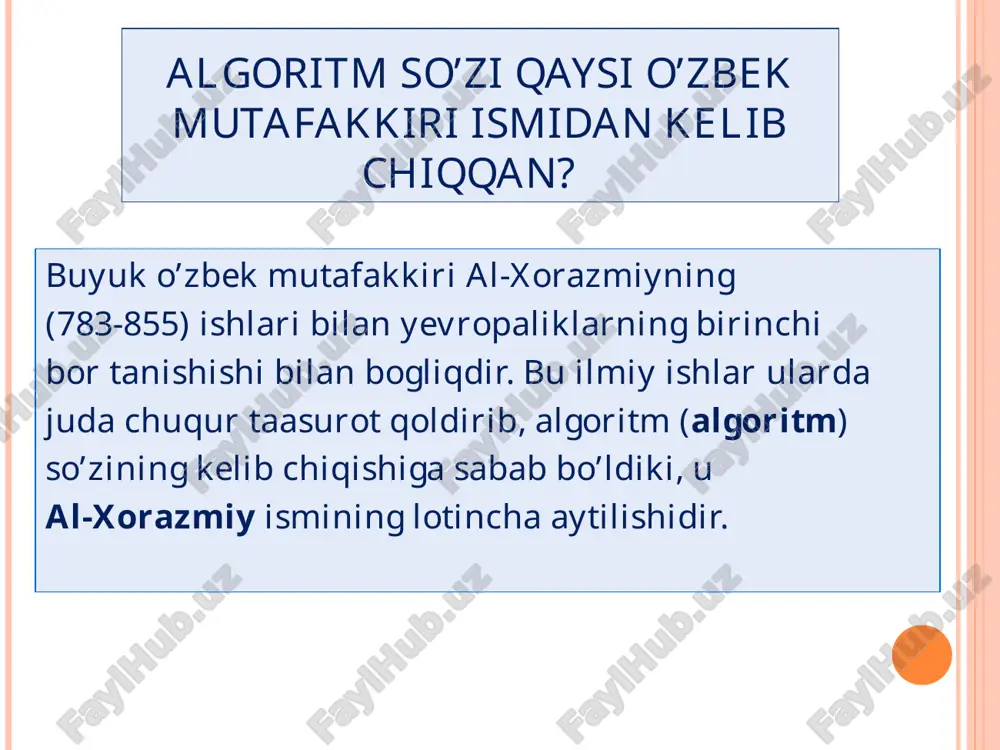 tuzish b) dasturni kompyuter xotirasiga kiritish va tuzatish d) olingan natijalarni tahlil qilish 1-bosqich 2-bosqich 4-bosqich 3-bosqich 5-bosqich 6-bosqich skachano s www.znanio.ru å = 10 1 3 1 n n c bx e ax y x + × × = - sin 2 e , 0 , ) cos( 0 2 = £ £ + = - t b at h t t t bt a e y