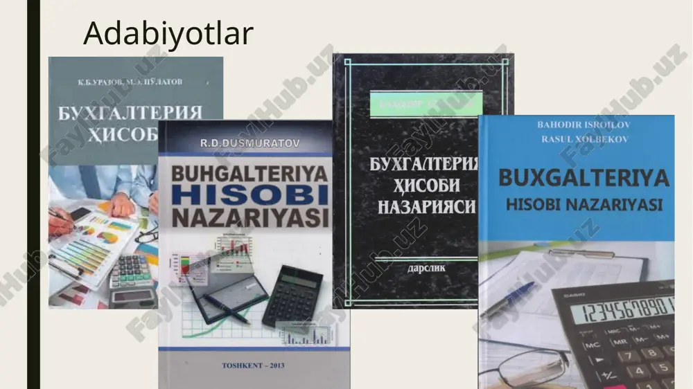 rishish variantlarini topish jarayonini nazarda tutadi. nazorat rejalashtirilgan ishlarning haqiqatan amalga oshirilishini kuzatib borish bo‘yicha ishlar majmuini o‘z ichiga oladi. bunday vaziyatda buxgalterdan haqiqiy xarajatlar va daromadlarni reja ko‘rsatkichlari bilan solishtirishni o‘z ichiga olgan axborotlar talab qilinadi. baholash boshqaruv qarorlari qabul qilishning butun tizimini o‘rganish jarayonidir. bozor sharoitida baholashni to‘g‘ri tanlash birinchi navbatda uzviy aloqa orqali amalga oshirilib, qo‘yilgan maqsadga erishilganlikni obyektiv baholashga imkon beradi. buxgalteriya hisobining asosiy maqsadi axborotdan foydalanuvchilarni o‘z vaqtida, to‘liq hamda aniq moliyaviy va boshqa buxgalteriya axborotlari bilan ta’minlashdir. buxgalteriya hisobining asosiy vazifalari quyidagilardan iborat buxgalteriya hisobi schotlarida aktivlarning holati va harakati, mulkiy huquqlar va majburiyatlarning holati to‘g‘risida to‘liq va ishonchli axborotlarni shakllantirish; samarali boshqaruv maqsadida buxgalteriya hisobi ma’lumotlarini umumlashtirish; moliyaviy soliqqa doir va boshqa hisobotlarni tuzishdan iborat. hisob yuritishga talablar xo‘jalik muomalalarini hujjatlar bilan rasmiylashtirish, hisob ko‘rsatkichlarining reja ko‘rsatkichlari bilan taqqoslanuvchanligi, to‘liqlik, o‘z vaqtidalik, aniqlik, muhimlik, bir-biriga zid bo‘lmaslik, tushunarlilik va soddalik, tejamlilik va oqilonalik. …