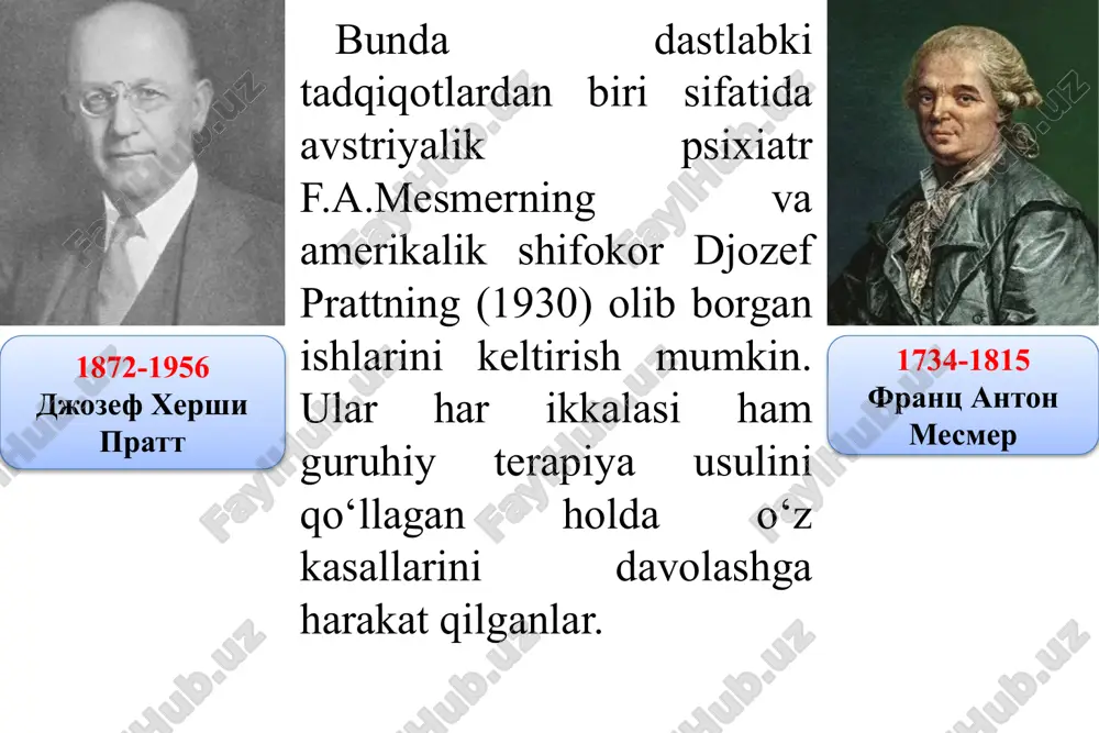 ishtirokchilarning bir-biriga bo‘lgan munosabati nihoyatda iliq bo‘ladi. shu bilan birgalikda trening guruhlarda inson o‘ziga nisbatan boshqalar tomonidan iliq munosabatni, ishonchni, mehrni va yordam berishga tayyorlik xislarini sezadi. 1890-1947 kurt tsádek levín 10 davolovchi vrach yoki mutaxassis bilan emas guruhdagi ishtirokchilar bilan o‘z muammolarini hal qilish har bir ishtirokchida qulaylik hissini vujudga keltiradi. shu yo‘nalishda olib borgan ishlari natijasida levin (1972) psixokorreksion guruhlar uchun umumiy bo‘lgan 6 ta jarayonni ajratib ko‘rsatadi: 11 1 hissiyotlarni ifodalash yengil kechadi; 5 shaxslararo munosabatlarni solishtirishda guruh bilan birga xulosa chiqazadi; 6 guruhni boshqarishda ma’lum bir liderning javobgarligi xis qilinadi. 2 4 3 guruhga taalluqlilik xissi tug‘iladi; o‘zini-o‘zi namoyon qilishga mas’ullik sezadi; xulq-atvorning yangi ko‘rinishlarini o‘zlashtiradi; bu jarayonlar deyarli barcha psixokoreksion guruhlarda olib boriladigan ishlarda kuzatilgan. psixokorreksion guruhlarni muammosining yechilishiga qarab rahbarlarni tayyorlash va shaxslararo munosabat ko‘nikmalarini o‘rgatish, shaxsni barkamollashtiruvchi, turli xil ruhiy zo‘riqishlarni bartaraf etuvchi guruhlarga ajratish mumkin. har qanday turdagi guruhning qamrovi juda keng …