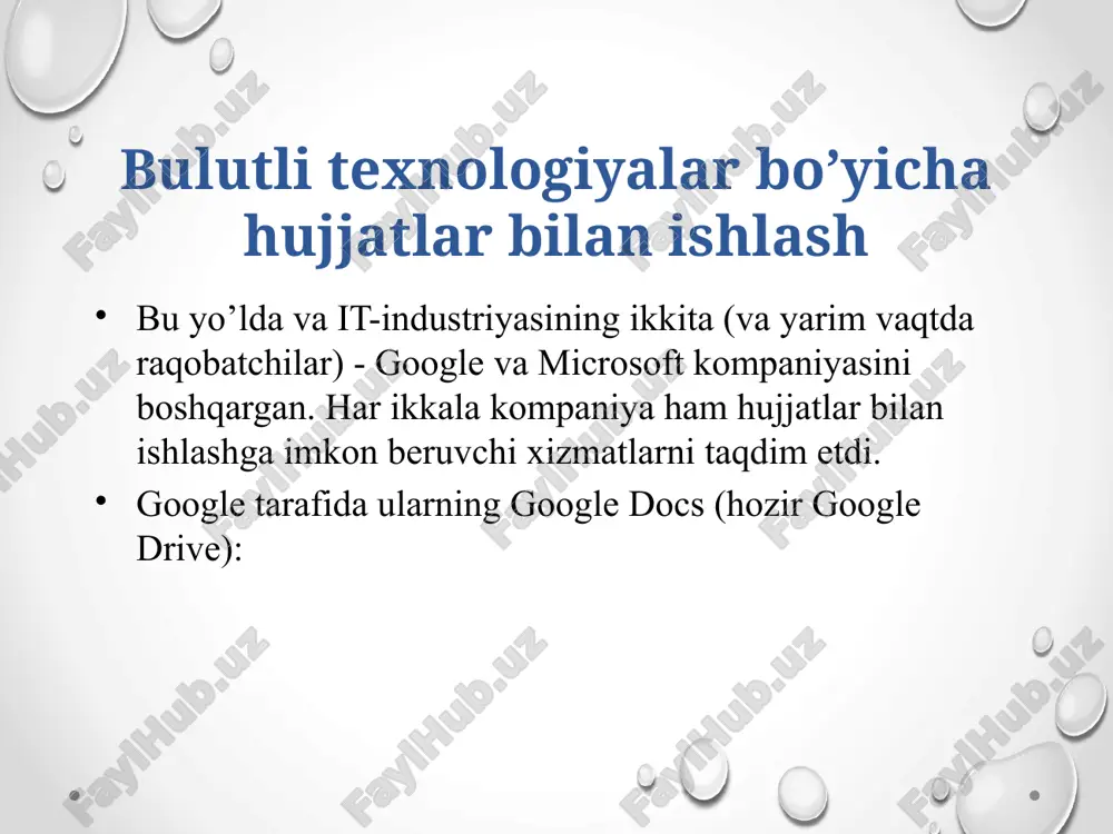r qanday tahrir qilishlari, sharhlar qoldirishlari, real vaqt rejimida chat orqali muloqot qilishlari mumkin. qo'llab-quvvatlaydi mashhur formatlarning ko'pligi (masalan docx, pdf, odt, rtf, txt, html). tarix saqlanadi google dox-da amalga oshirilgan barcha tahrirlar (to'satdan yana bir necha qadam orqaga qaytishingiz kerak dastlabki versiyahali tahrir qilinmagan). google hujjatlarini yaratish va tahrirlash iphone, ipad va android-da agar kerak bo'lsa, oflayn rejimda (internetsiz) ishlash mumkin. har bir foydalanuvchi yoki alohida guruhlar uchun kirish huquqlarini tanlash mumkin. ya'ni, biz kimgadir matnni yoki jadvallarni tahrirlashiga ruxsat berishimiz mumkin, va kimdir ularga faqat ba'zi sharhlarni ko'rish va qoldirish imkoniyatini berishi mumkin. matnli fayl, elektron jadval yoki taqdimot yaratish uchun siz hech qanday o'rnatishingiz shart emas dasturiy ta'minot, hamma to'g'ridan-to'g'ri ishlatilgan brauzerda yaratiladi (bilib oling, mashhur, taniqli, yangi), shuningdek bitta fayl bilan bir vaqtning o'zida bir nechta odam ishlashi mumkin (barchasi o'zgarishlar avtomatik ravishda saqlanadi). birinchidan, sahifaga o'ting google hujjatini yaratish va yuqori o'ng burchakdagi uchta chiziq …