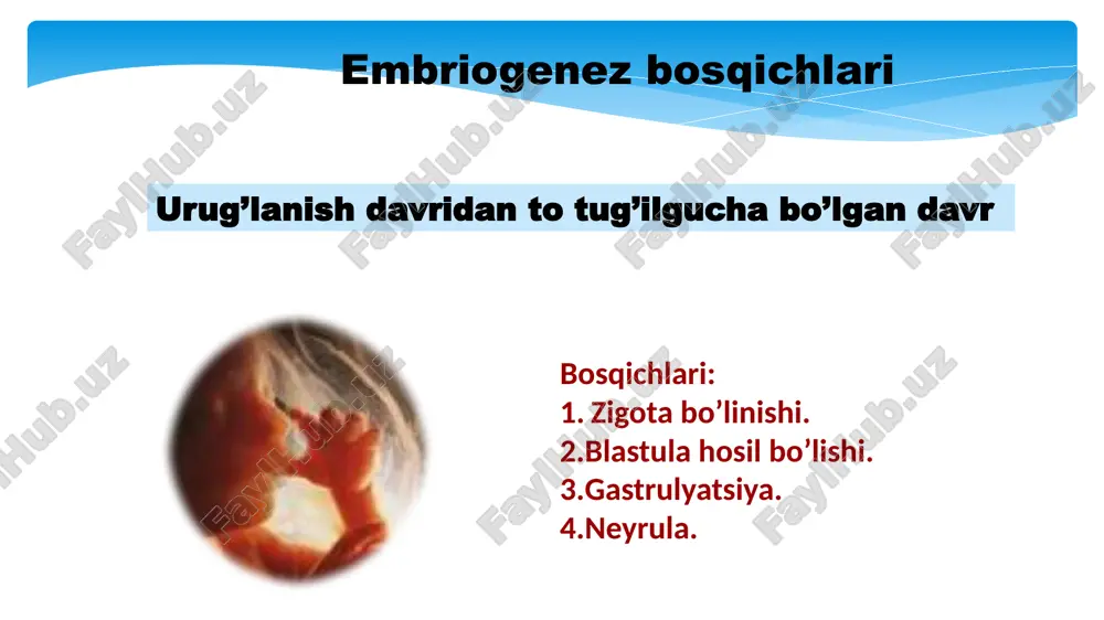 tug'ilgan davr - birinchi 10 kun; 2. go'daklik yosh davri - 1 yoshgacha; 3. ilk bolalik davri - 1-3 yosh; 4. birinchi bolalik davri - 4-7 yosh; 5. ikkinchi bolalik davri - o'g'il bolalar 8-12 yosh, qiz bolalar 8-11 yosh; 6. o'spirinlik davri - o'g'il bolalar 13-16 yosh, qiz bolalar 12-15 yosh; 7. navqironlik davri - o'g'il bolalar 17-21 yosh, qiz bolalar 16-20 yosh; 8.etuklikning birinchi davri: erkaklar 35 yoshgacha, ayollar 21-35; ikkinchi davr: erkaklar 36-60 yosh, ayollar 36-55 yosh; 9. qarilik yoshi-erkaklar 61-71 yosh, ayollar 56-74 yosh; 10.keksalik yoshi-erkaklar va ayollar 90 yoshgacha; 11.uzoq umr ko'ruvchilar - erkaklar va ayollar 90 yosh va undan yuqori. antropometriya- tananing alohida qismlari, diametrlari, doiralari va tana vaznining uzunligini aniqlash deyiladi somatoskopiya-skelet, mushaklar, yog ' qatlamining rivojlanishi, rivojlanishdagi anomaliyalar, ko'krak qafasining shakli, duruşu, oyoq-qo'llab-quvvatlash va harakat organining ta'rifi kabi bir qator tavsiflovchi xususiyatlarni aniqlashga imkon beruvchi tashqi tekshiruv deyiladi fiziometriya- maxsus asboblardan foydalangan …