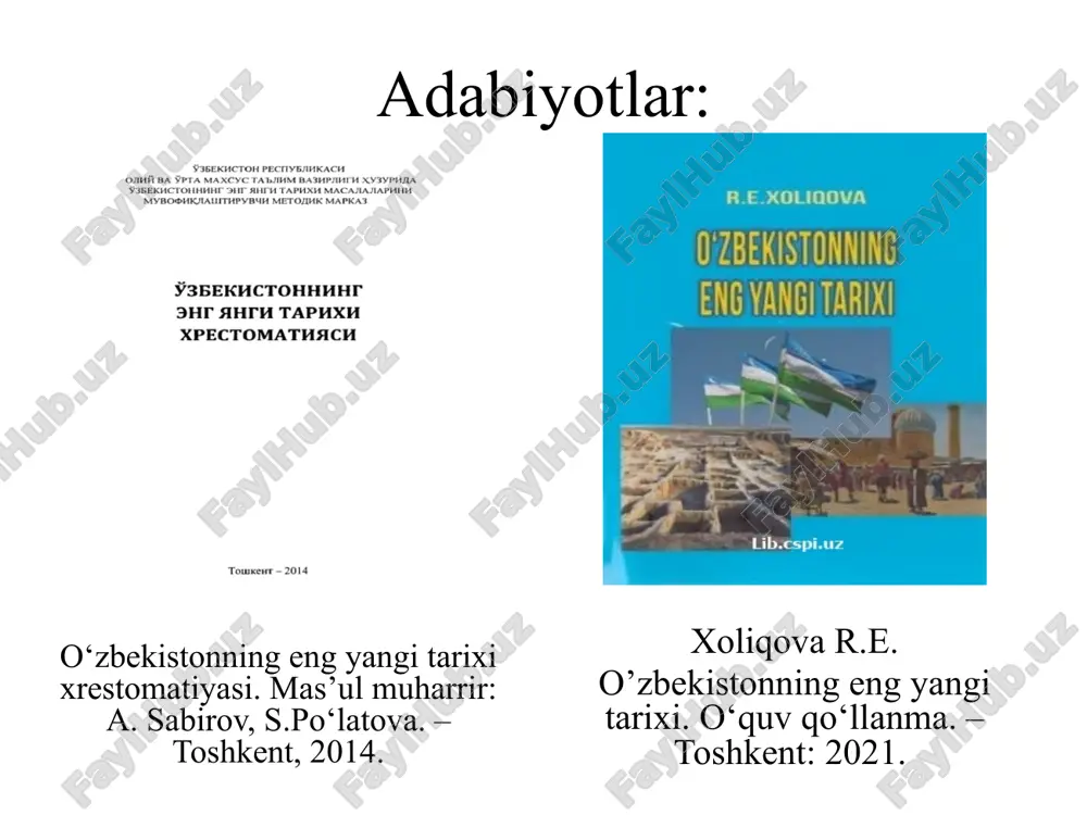 ng ikki uchi bayroqning butun eni uzunligida osilib turadi. bayroq motam munosabati bilan flagshtokda ko’tarilgan taqdirda u flagshtok uzunligining 1/3 bo’lagicha tushirib qo’yiladi. o’zbekiston respublikasining fuqarolari, shuningdek, o’zbekistonda turgan boshqa shaxslar o’zbekiston respublikasining davlat bayrog’ini hurmat qilishlari shart. o’zbekiston respublikasining davlat bayrog’i to’g’risidagi qonun hujjatlarini buzganlikda aybdor shaxslar belgilangan tartibda javobgar bo’ladi. o’zbekiston respublikasining davlat bayrog’ini behurmat qilganlik o’zbekiston respublikasi qonunlarida belgilangan tartibda jazolanadi. o‘zbekiston respublikasi davlat gerbi qayerlarda qo‘llaniladi? o‘zbekiston respublikasi davlat gerbi qayerlarda qo‘llanilmaydi? gerb – qaysi davlatga tegishli bo’lsa, o’sha davlatning tarixiy an’analarini ifodalovchi ramziy ahamiyatga ega bo’lgan tasvirlar va narsalar yig’indisi. ―o’zbekiston respublikasining davlat gerbi to’g’risida”gi qonun 1992-yil 2 iyulda o’zbekiston respublikasining oliy kengashi tomonidan qabul qilingan. unga 1999-yil 15 aprelda, 2003-yil 25-aprelda, 2004-yil 3-dekabrda va 2010-yil 24 -dekabrda qabul qilingan qonunlarga muvofiq qo’shimchalar kiritilgan. o’zbekiston respublikasining davlat gerbi davlatimizning siyosiy, milliy, xo’jalik, jug’rofiy, etnik va boshqa o’ziga xos xususiyatlarini hamda boy tarixiy an’analarini mujassamlashtirgan. shuningdek, …