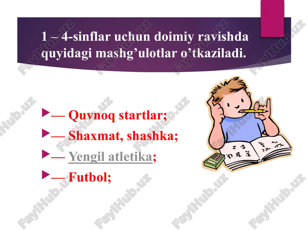 a har bir o‘quvchi o‘z jismoniy qobiliyatlarini to‘liq namoyon qila oldi va unda ishtirok etishning istagan ijtimoiy turini tanlay oldi; harakatli o‘yinlarni tashkillashtirish va o‘tkazish asosiga o‘quvchilarning psixofiziologik va yosh xususiyatlarini hisobga olib darsni tuzish maqsadlari qo‘yilgan edi; dars vaqtida jismoniy tarbiya mashg‘ulotlariga majburiy qatnashtirish va jazolash choralarining yo‘qligi rekreatsiya vositasi hisoblangan harakatli o‘yin qator sifatlarga ega bo‘lib, unda o‘yin ishtirokchilarining his-tuyg‘uga boyligi muhim o‘rin egallaydi. his- tuyg‘ular o‘yinda murakkab tavsifga ega. bu o‘yinda mushaklar faoliyatidan,tetiklik tuyg‘usidan, jamoali o‘yinda do‘stona muloqotda bo‘lish imkoniyatidan, o‘yinda qo‘yilgan maqsadga erishishdan zavqlanish hamdir.harakatli o‘yin faoliyatining shunday jihatlariga tegishliki, ularda harakatlarning ahamiyati aniq ifodalanadi. harakatli o‘yin uchun uning mavzusi, g‘oyasi bilan asoslangan, ijodiy, faol harakatlar xos. bu harakatlar qisman qoidalar bilan chegaralanadi (umum qabul qilingan, boshqaruvchi yoki o‘yinchilar tomonidan o‘rnatilgan) va qo‘yilgan maqsadga erishish yo‘lida har xil qiyinchiliklarni engishga yo‘naltiriladi. qat’iy me’yorlashtirilgan mashqlar oldida harakatli o‘yinlarning afzalligi shundaki, o‘yin hamma vaqt fikr bildirish, tasavvur, ijod …