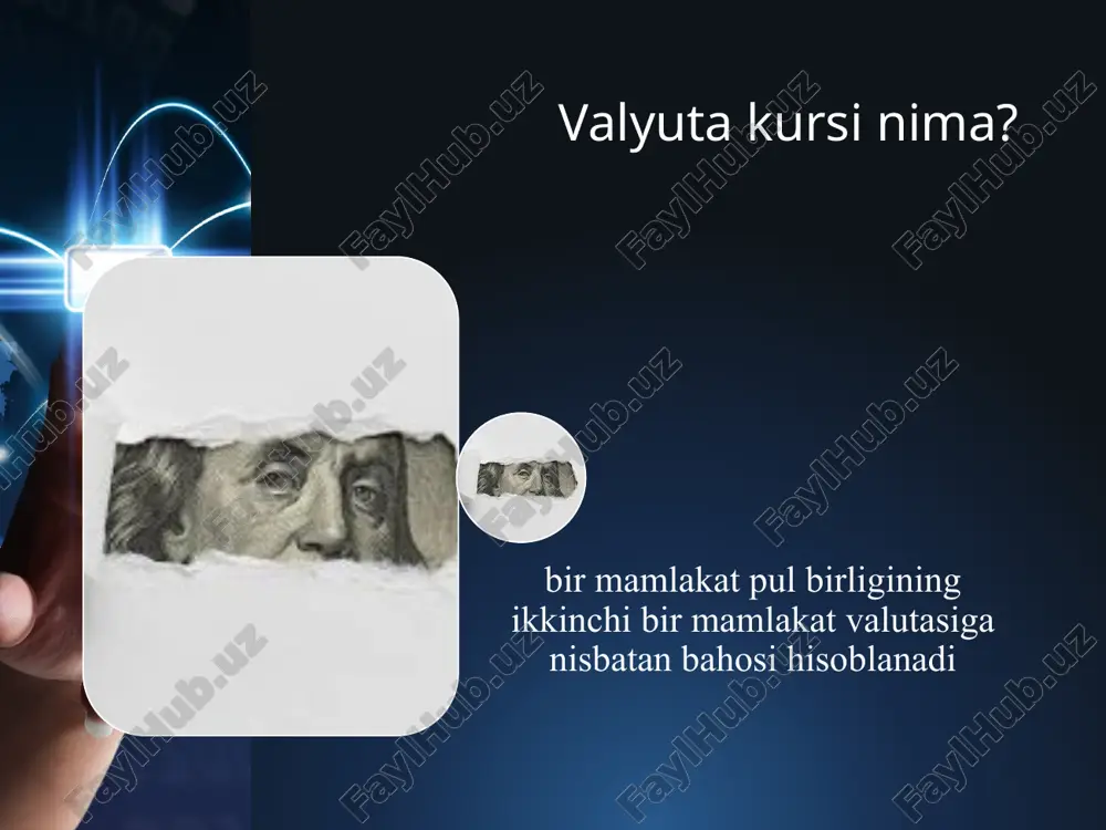 vard valuta kurslaridan foydalaniladi. bankning valutalarni sotish va sotib olish kurslari o‘rtasidagi farq marja yoki spred deb nomlanadi spot operatsiyasi bitim kunini hisobga olmagan holatda, ikki ish kuni davomida valyutani ayirboshlash bitimini bildiradi. forvard valyuta bitimi valyuta bo’yicha bitim imzolangan sanadan boshlab, ikki ish kunidan keyin amalga oshiriladigan to’lovni nazarda tutuvchi bitimdir. quyidagilar ushbu bitimning ayrim o’ziga xos bo’lgan jihatlari mavjud: 1 bu voz kechib bo’lmaydigan va majburiy shartnomadir. bitim tuzilgandan keyin mijoz bitimdan voz kechishga xaqqi yo’q. mijoz shartnomada ko’rsatilgan chet el valyutasini sotib olishi yoki sotishi shart. 2 bu bitim chet el valyutasidagi aniq bir summani tashkil etadi. mijoz bitimda ko’rsatilgan summadan ko’proq valyutani sotib olishga ham, sotishga ham haqqi yo’q. 3 bitim kelajakdagi aniq bir sanada bajarilishi shart (ikkita aniq sananing orasida). mijozda forvard bitimi bajarilish sanasini uzoqlashtirishga ham, yaqinlashtirishga ham vakolat yo’q. valyuta optsioni optsionni sotuvchi xaridor oldida kelajakdagi muayyan muddatda qat’iy belgilangan narx bo’yicha muayyan …