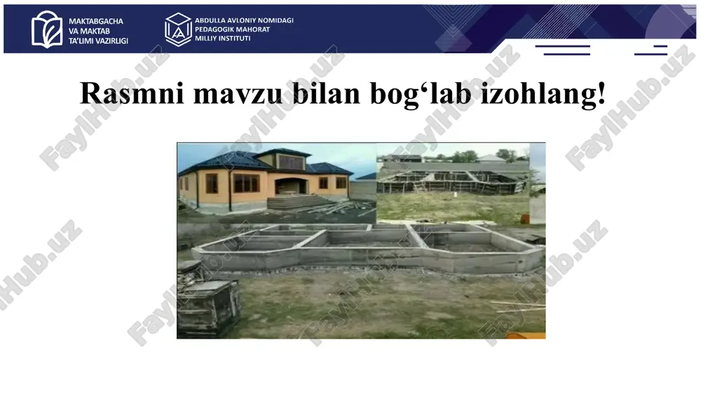 i. ta’lim to‘g‘risidagi qonun. 32-modda. ta’lim tashkilotining ustavi amaliy topshiriq 1-guruh o‘zbekiston respublikasining “pedagogning maqomi to‘g‘risida”gi qonuni (01.02.2024-yildagi o‘rq-901-son) amaliyot bilan bog‘liq muammolar va yechim yuzasidan takliflar 2-guruh o‘zbekiston respublikasi vazirlar mahkamasining “umumiy o‘rta ta’lim to‘g‘risidagi nizomni tasdiqlash haqida”gi qarori (15.03.2017-yildagi 140-son) amaliyot bilan bog‘liq muammolar va yechim yuzasidan takliflar 3-guruh uchun topshiriq o‘zbekiston respublikasining “ta’lim to‘g‘risida”gi qonuni (23.09.2020-yildagi o‘rq-637-son) amaliyot bilan bog‘liq muammolar va yechim yuzasidan takliflar 4-guruh uchun topshiriq maktabgacha va maktab ta’limi vazirining 2024-yil 16-oktyabrdagi 282-son buyrug‘i “umumiy o‘rta ta’lim muassasalarining ichki tartib va odob-axloq qoidalari”ning amaliyot bilan bog‘liq muammolar va yechim yuzasidan takliflar 5-guruh uchun topshiriq lavozim yo‘riqnomasining amaliyot bilan bog‘liq muammolar va yechim yuzasidan takliflar(2024-yil 31-avgust 334-son) o‘zbekiston respublikasi prezidentning 2019-yil 29-apreldagi «o‘zbekiston respublikasi xalq ta’limi tizimini 2030-yilgacha rivojlantirish konsepsiyasi to‘g‘risida» gi pf-5712-sonli farmonida maktab ta’limi tizimidagi ustuvor vazifalar belgilangan. xalq ta’limi tizimida o‘quvchilarning bilim darajasini baholashda ta’lim sifatini baholash bo‘yicha xalqaro dasturlar va izlanishlar …
