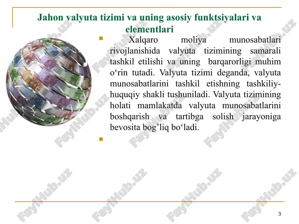 nga almashinishi mumkin edi. oltin andozasining toʻliq amal qilishi uchun ikkita asosiy shart bajarilishi lozim edi: birinchidan, pul-kredit muassasalariga milliy valyutani oltinga istalgan miqdorda aniq stavka boʻyicha almashtirish majburiyati yuklatildi, ikkinchidan, alohida shaxslar uchun oltinni eksport va import qilish huquqining mavjudligi edi. odatda, pul-kredit muassasalari tanga zarb qilish xarajatlarini qoplash uchun oltinni sotish va sotib olish narxlari oʻrtasida ma’lum bir farqni oʻrnatgan edilar. oltin andozasi tizimining oʻziga xos boʻlgan tomonlari quyidagicha edi: har bir valyuta oltin tarkibiga ega boʻlib, valyuta birligi muayyan miqdorda oltinga tenglashtirildi; valyutalarning oltin tarkibiga koʻra ularning oltin paritetlari oʻrnatildi, shunga muvofiq valyutalarning oʻzaro kursi belgilandi; alohida davlat ichida va undan tashqarida valyutalarning oltinga erkin almashinuvi ta’minlandi. davlat paritet qiymatiga koʻra oltinni sotish va sotib olish majburiyatini oldi. oltin umumjahon puli sifatida tan olindi; oltinning erkin tarzda eksport va importi yoʻlga qoʻyildi; pulga boʻlgan ichki talab va milliy oltin zahirasi oʻrtasidagi muvofiqlik saqlab turildi. * * parij …