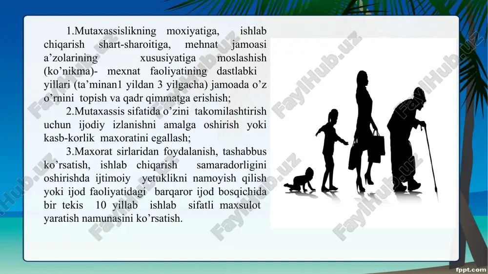 i bekor o’tishiga achinadilar. yoshlik yillarida yo’qotganlarini aql-zakovat, donishmandlik bilan to’ldirishga intiladilar. yetuklik davrining ikkinchi bosqichida qarilik alomatlari ko’proq o’rin egallay boradi, uning boshlanish nuqtasi 45-50 yoshlardir. lekin odamlarning o’ziga xos xususiyatlariga ko’ra bu chegara turlicha, masalan, bu bir kishida 60 yoshda, boshqa birida esa 70 yoshda bo’lishi mumkin. mazkur yoshda shaxsiy hayotdagi yutuqlar, g’alabalar yoki muvaffaqiyatsizliklar kishining ruhiy dunyosiga qattiq ta’sir etadi. natijada unda takaburlik, mag’rurlik xislari paydo bo’ladi, o’zining boshqalardan ustun qo’ya boshlaydi yoki aksincha, hayot zaxmatlari unda loqaydlik tuyg’usini vujudga keltiradi. lekin har ikkala ko’rinishga ega bo’lgan ruxiy xolat ham oila a’zolari, tengqurlari , mexnat jamoasi, a’zolarining ta’siri orqali asta-sekin muayyan yo’nalishga tushib qoladi. umuman, kamolot bosqichidagi odamlar istiqbol rejasi bilan xarakat qiladi, voqelikka turmush ikir-chikirlariga. tabiat, jamiyat koinot, xodisalariga befarq qaramaydilar, imkoni boricha xotirjamlik, totuvlik, tinchlik, do’stlik, dunyo lazzatlaridan oqilona foydalanish tuyg’usi bilan yashaydilar. «men» uch xil ko’rinishdan ifodalanadi: retrospektiv «men» dan iborat bo’lib, o’tmishdagi o’zligini …