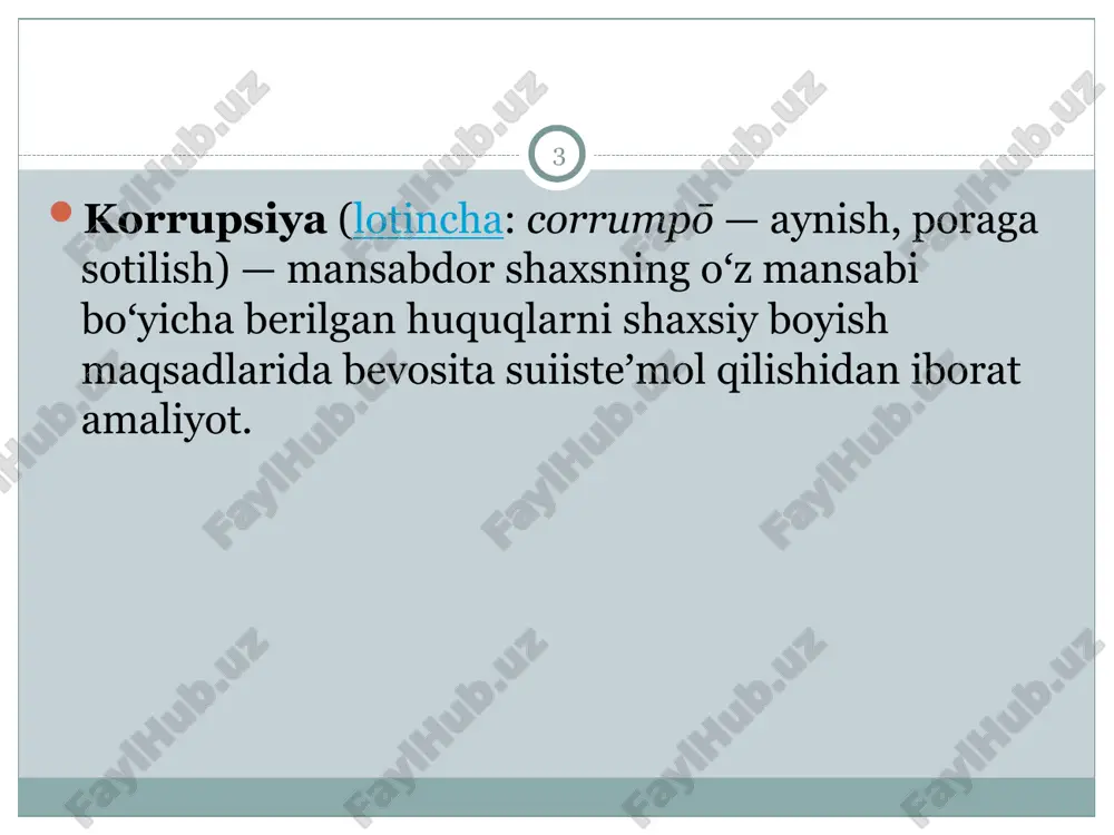 orda; b) uyushgan guruh manfaatlarini ko'zlab sodir etilgan bo'lsa, — o'n yildan o'n besh yilgacha ozodlikdan mahrum qilish bilan jazolanadi. basharti, shaxsga nisbatan pora so'rab tovlamachilik qilingan bo'lsa va ushbu shaxs jinoiy harakatlar sodir etilganidan keyin bu haqda o'ttiz sutka mobaynida o'z ixtiyori bilan arz qilsa, chin ko'ngildan pushaymon bo'lib, jinoyatni ochishda faol yordam bergan bo'lsa, u javobgarlikdan ozod etiladi. * 212-modda. pora olish-berishda vositachilik qilish pora olish-berishda vositachilik qilish, ya'ni pora olish yoki berish xususidagi kelishuvga erishishga qaratilgan faoliyat, shuningdek manfaatdor shaxslarning topshirig'i bilan porani bevosita berish, — bazaviy hisoblash miqdorining ellik baravaridan yuz baravarigacha miqdorda jarima yoki ikki yildan besh yilgacha ozodlikni cheklash yoxud besh yilgacha ozodlikdan mahrum qilish bilan jazolanadi. o'sha harakat: a) takroran, xavfli retsidivist yoki ilgari ushbu kodeksning 210 yoki 211-moddalarida nazarda tutilgan jinoyatlarni sodir etgan shaxs tomonidan; b) ko'p miqdorda pora olish yoki berish vaqtida; v) bir guruh mansabdor shaxslar tomonidan oldindan til biriktirib …