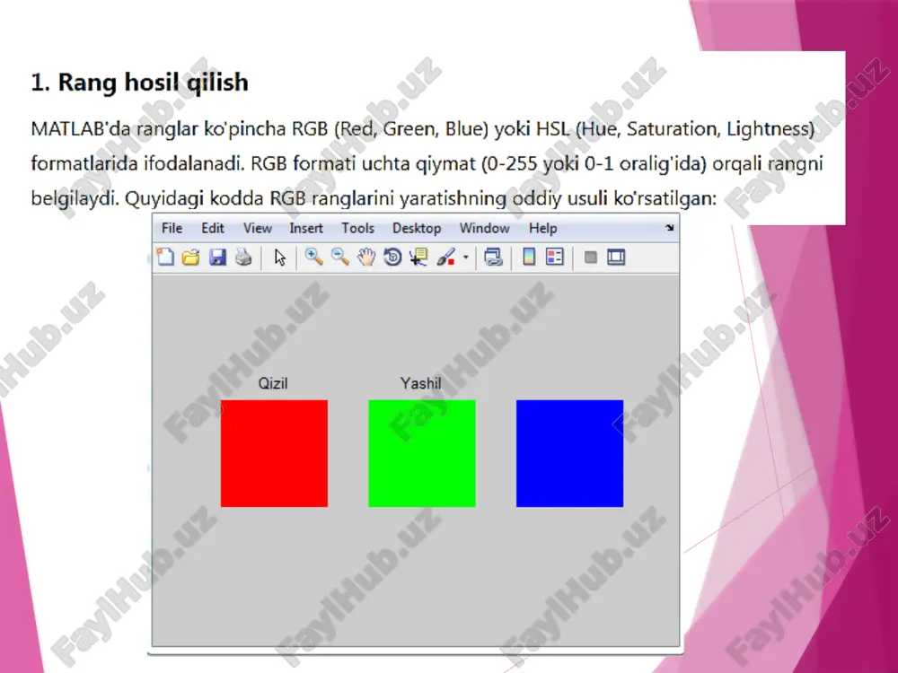 matlab dasturida rang hosil qilish fayllari bilan ishlash. - Page 3