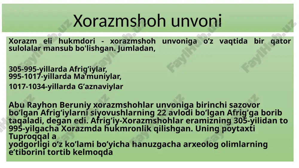 arron, ozarbayjon, shirvon, fors, kirmon, mikron, mang‘ishloq, kesh, seyiston, g‘ur, g'azna, bomiyon yerlari, jumladan, 400 ga yaqin shaharlar kirdi. 1206 yilda onon daryosi bo'yida chaqirilgan mo'g'ul urug' va qabila boshliqlarining qurultoyida temuchin (1155–1227) ulug' xon (qoon) deb e'lon qilinadi, unga “chingiz” laqabi beriladi hamda mo'g'ullar davlatiga asos solinadi chingizxon olib borgan urushlar natijasida gobi sahrosining sharqiy chegarasidan to tangritog' (tyan-shan) tizmasining g'arbiy etaklarigacha bo'lgan viloyatlar mo'g'ullar davlati hukmronligi ostida birlashtirilgan edi mo'g'ullar davlati dastavval, 1216 yilda chingizxon huzuriga xorazmshoh bahouddin roziy boshchiligida o'z elchilarini yuboradi elchilarni chingizxon iltifot bilan qabul qiladi hatto elchilardan chingizxon, xorazmshohga etkazishlarini so'raydi sulton muhammadni g'arb ning sohibqironi (g'arb mamlakatlari erlarining sultoni) o'zini esa sharqning podshosi deb hisoblashini chingizxon qimmatbaho sovg'alar va mollar ortilgan katta karvon bilan o'z elchilarini xorazmga yuboradi. elchilarga xorazmlik savdogar mahmud yalavoch boshliq qilib tayinlanadi. chingizxon elchilarini sulton muhammad 1218 yilning bahorida buxoro shahrida qabul qiladi buxoro elchilar chingizxon sulton muhammadni qudratli …